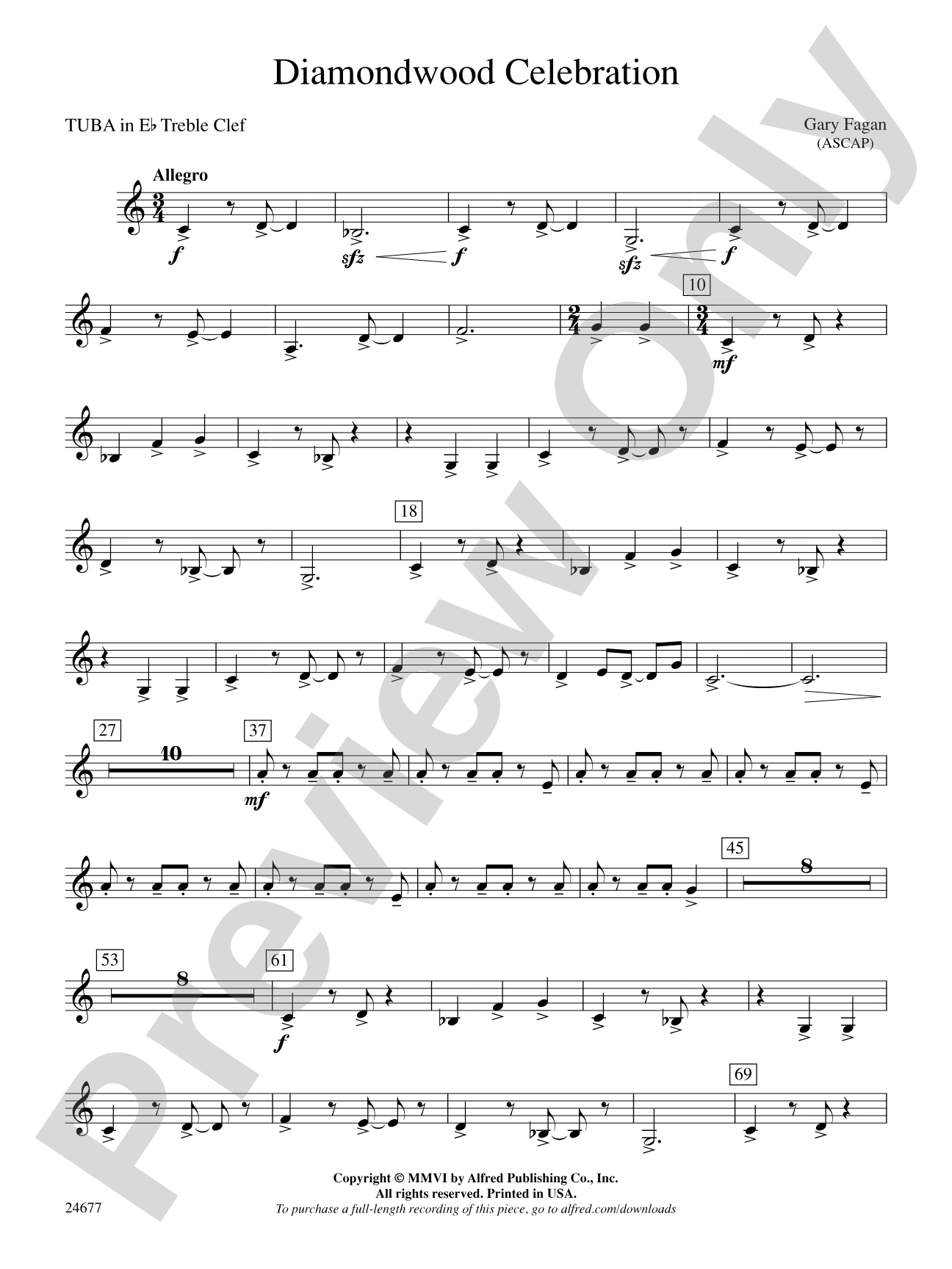 Diamondwood Celebration: (wp) E-flat Tuba T.C.