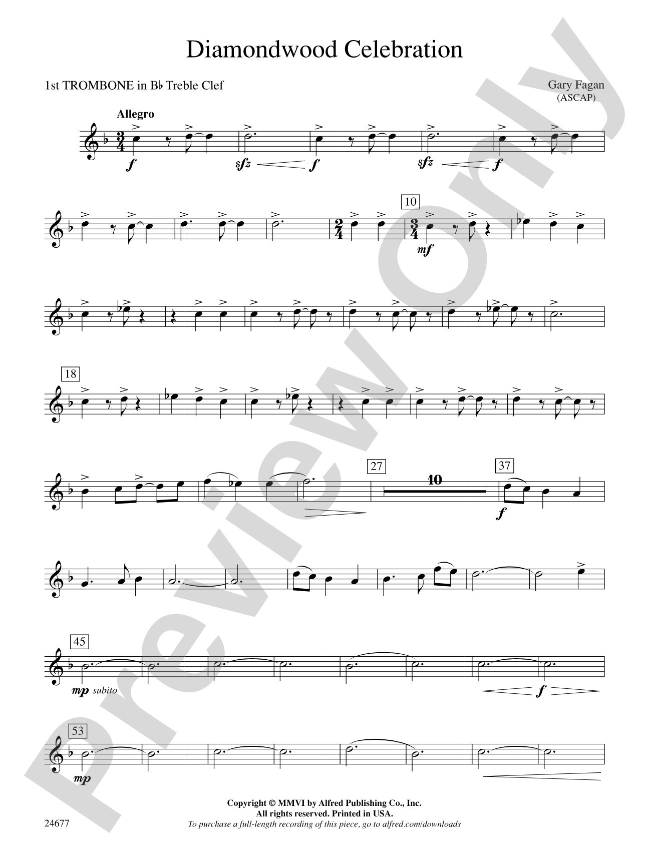 Diamondwood Celebration: (wp) 1st B-flat Trombone T.C.