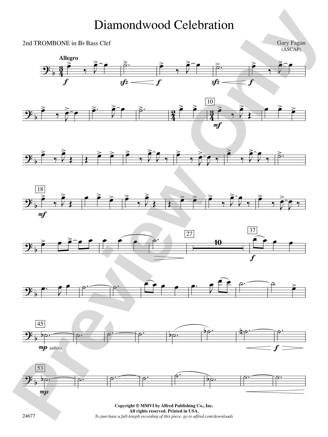 Diamondwood Celebration: (wp) 2nd B-flat Trombone B.C.