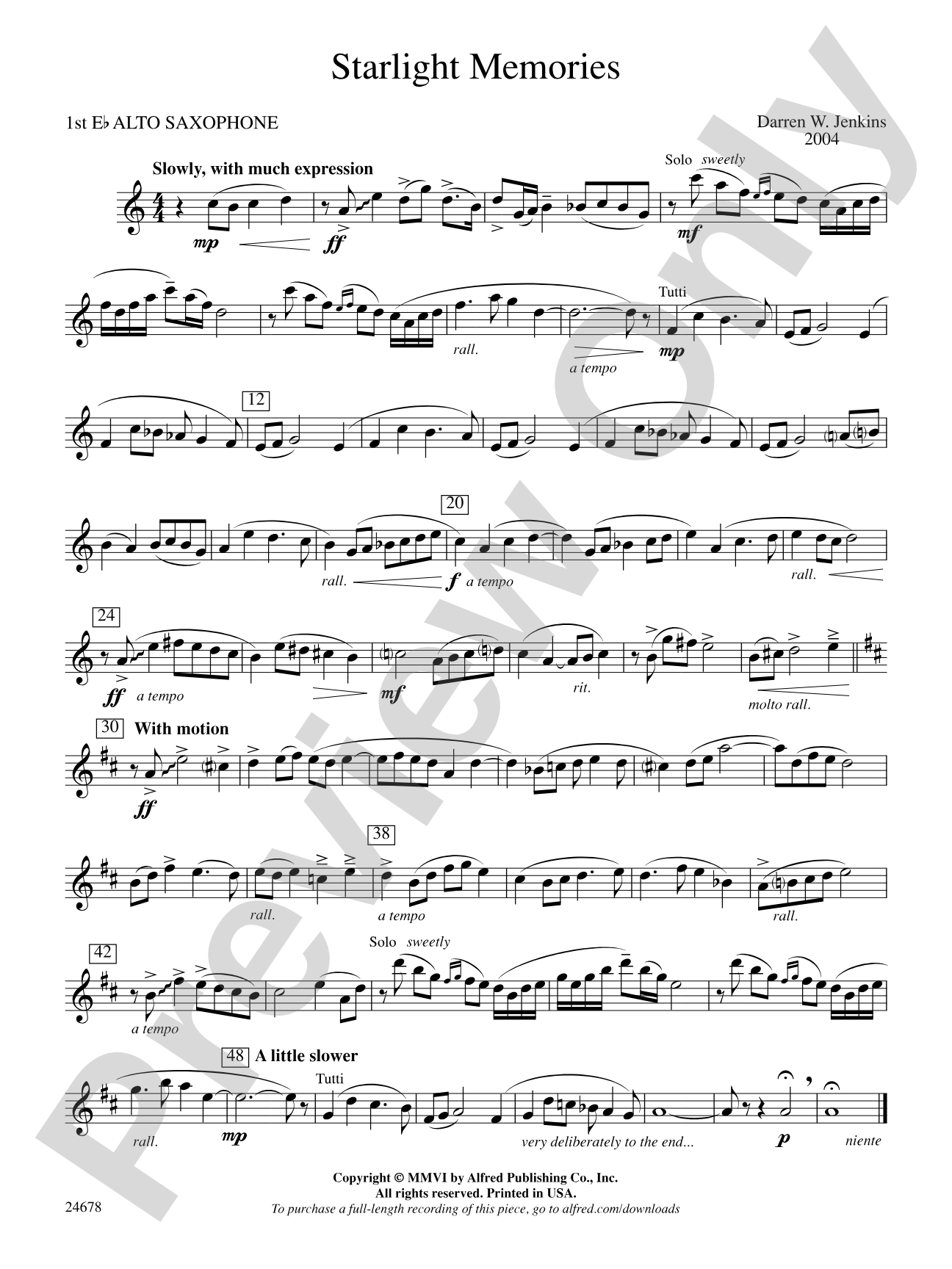 Starlight Memories: E-flat Alto Saxophone