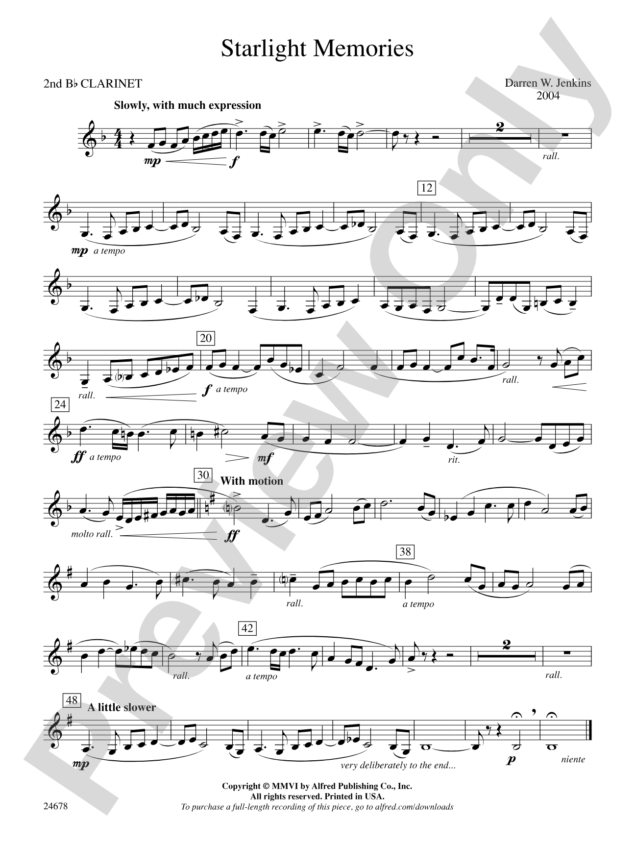 Starlight Memories: 2nd B-flat Clarinet