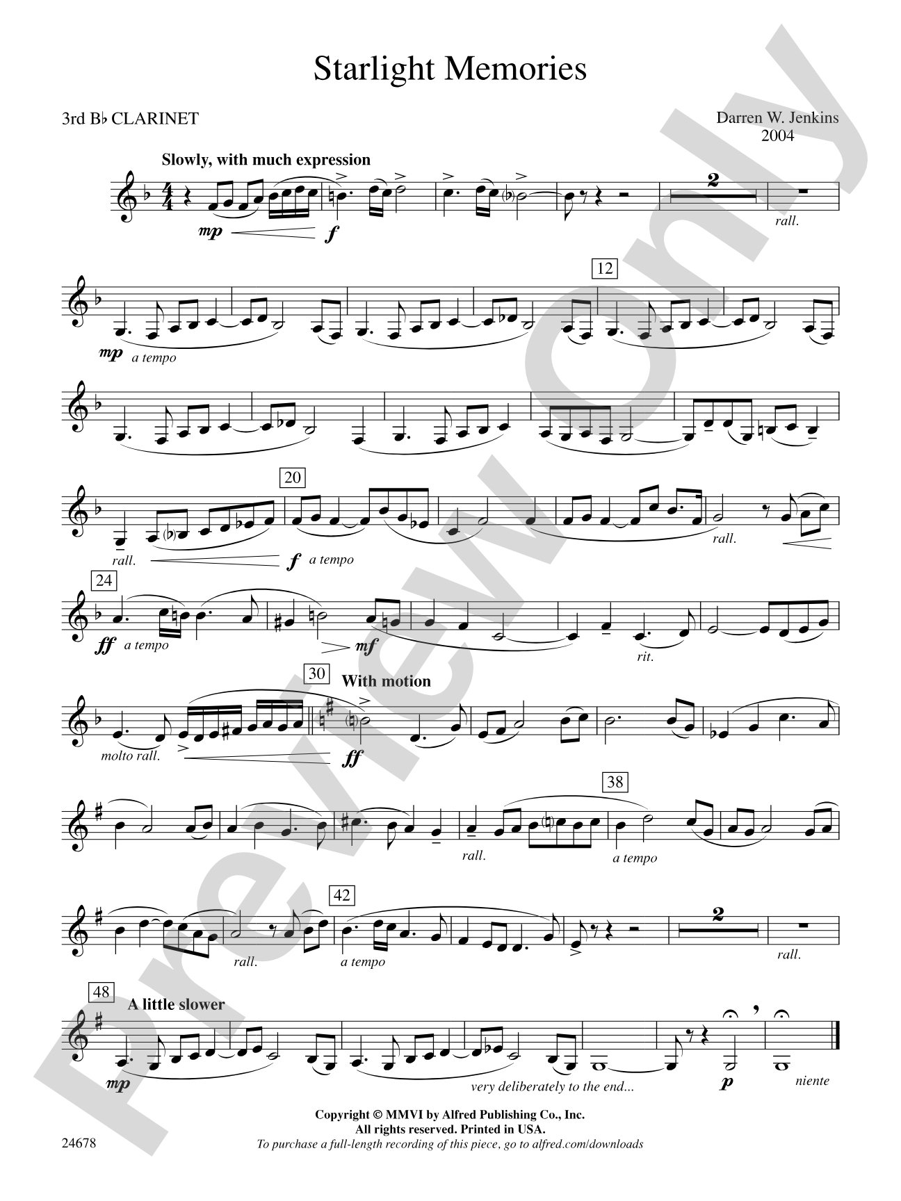 Starlight Memories: 3rd B-flat Clarinet