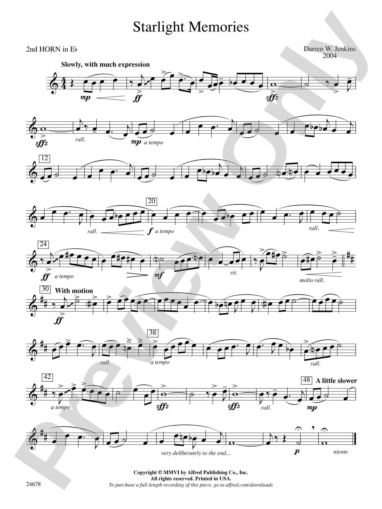 Starlight Memories: (wp) 2nd Horn in E-flat