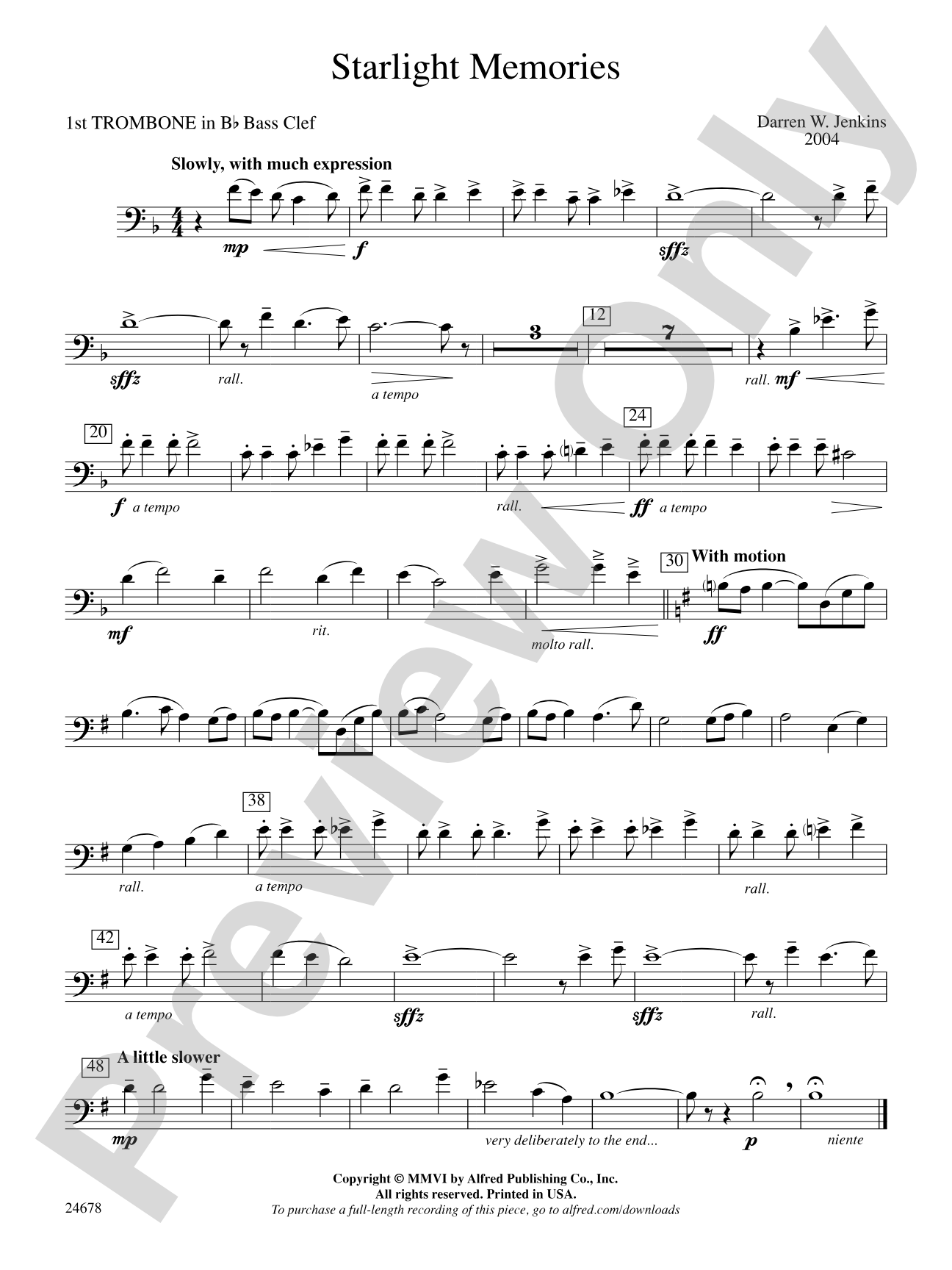Starlight Memories: (wp) 1st B-flat Trombone B.C.