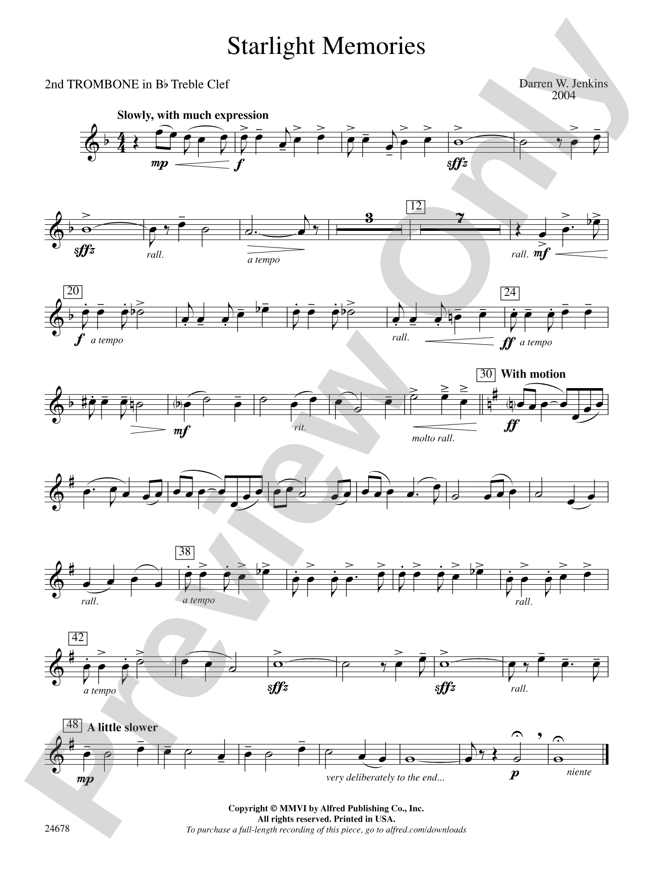 Starlight Memories: (wp) 2nd B-flat Trombone T.C.