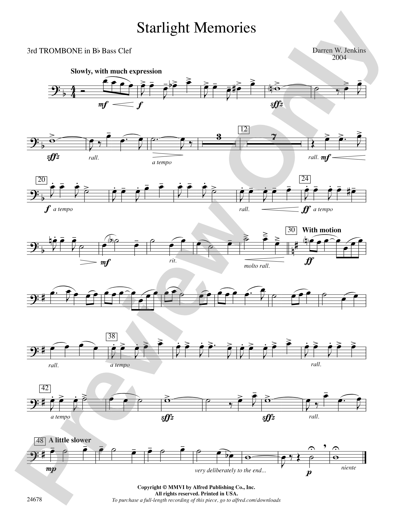 Starlight Memories: (wp) 3rd B-flat Trombone B.C.