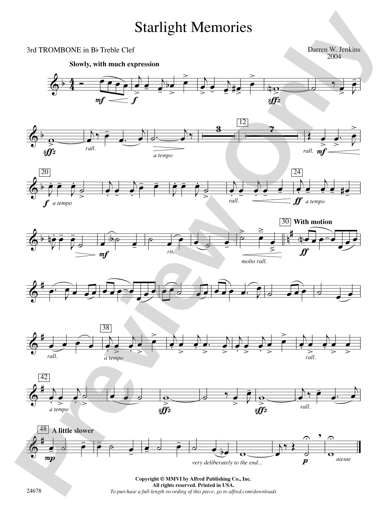 Starlight Memories: (wp) 3rd B-flat Trombone T.C.