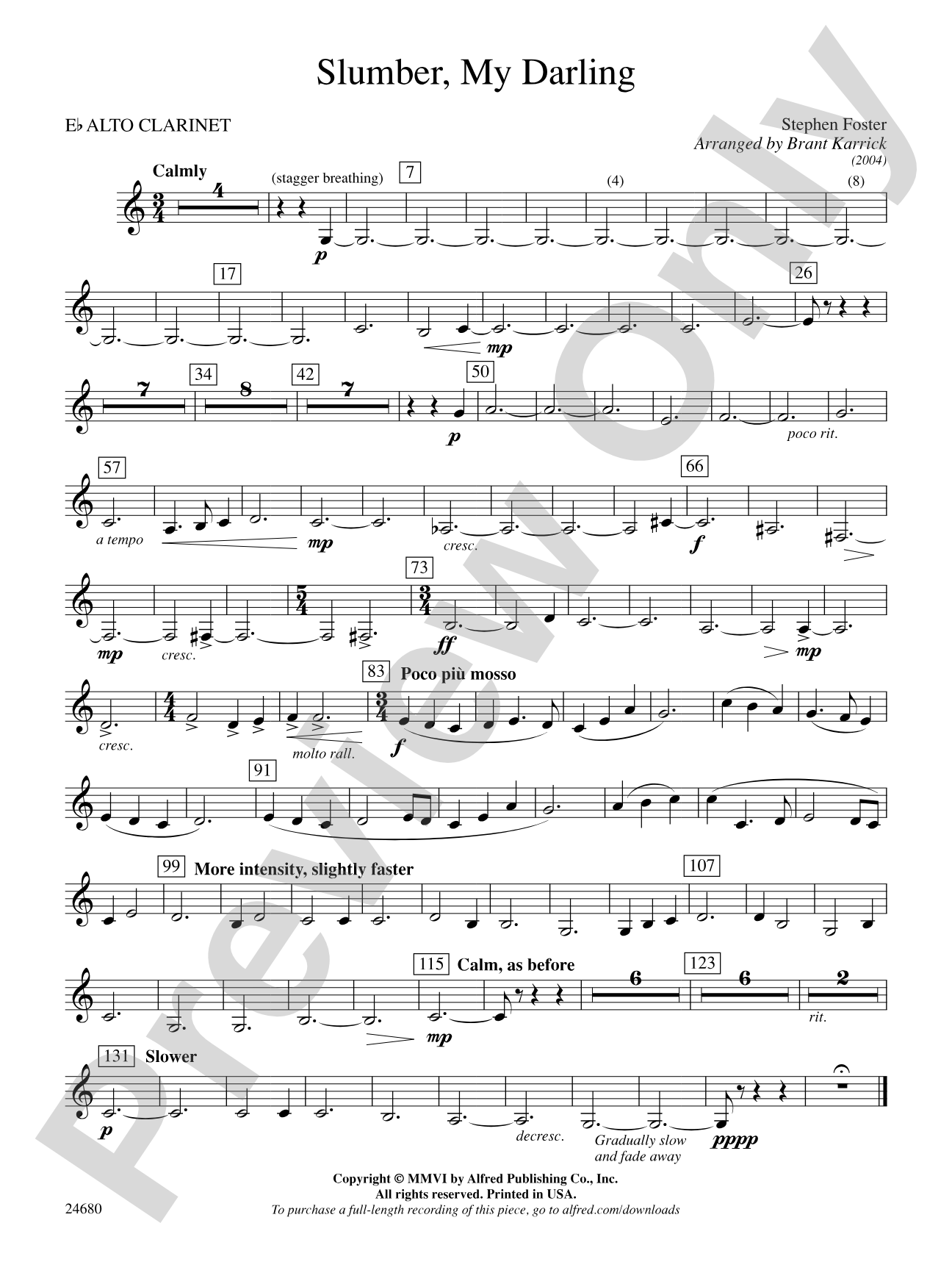 Slumber, My Darling: E-flat Alto Clarinet
