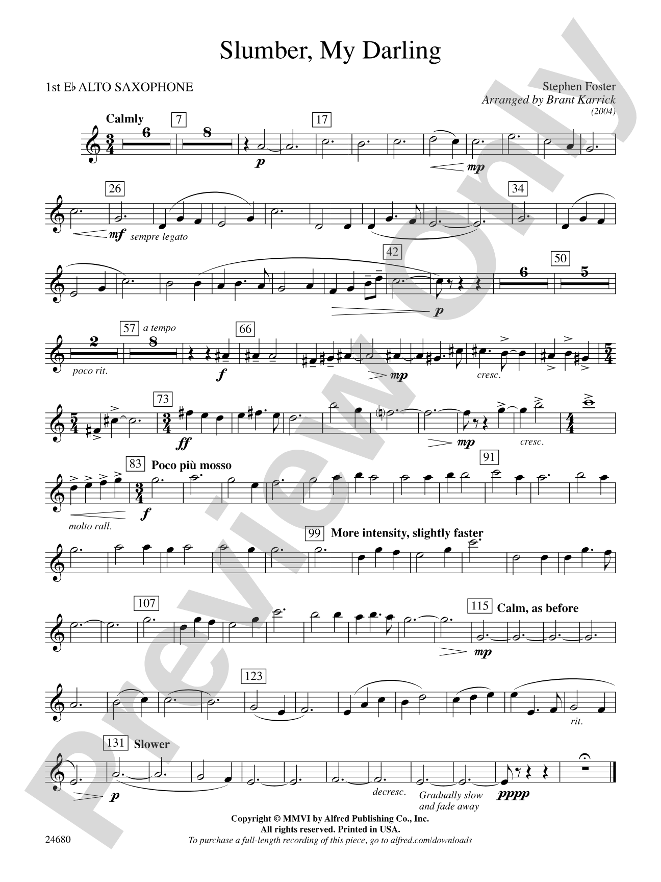 Slumber, My Darling: E-flat Alto Saxophone