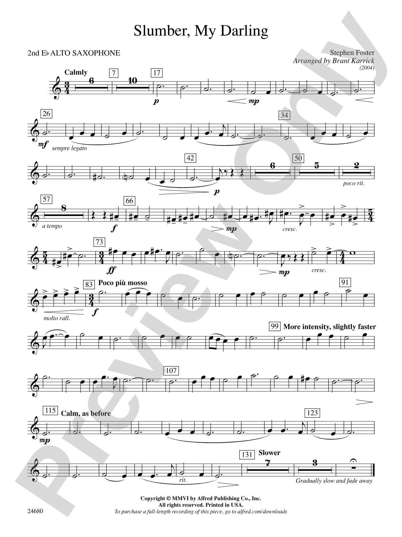 Slumber, My Darling: 2nd E-flat Alto Saxophone