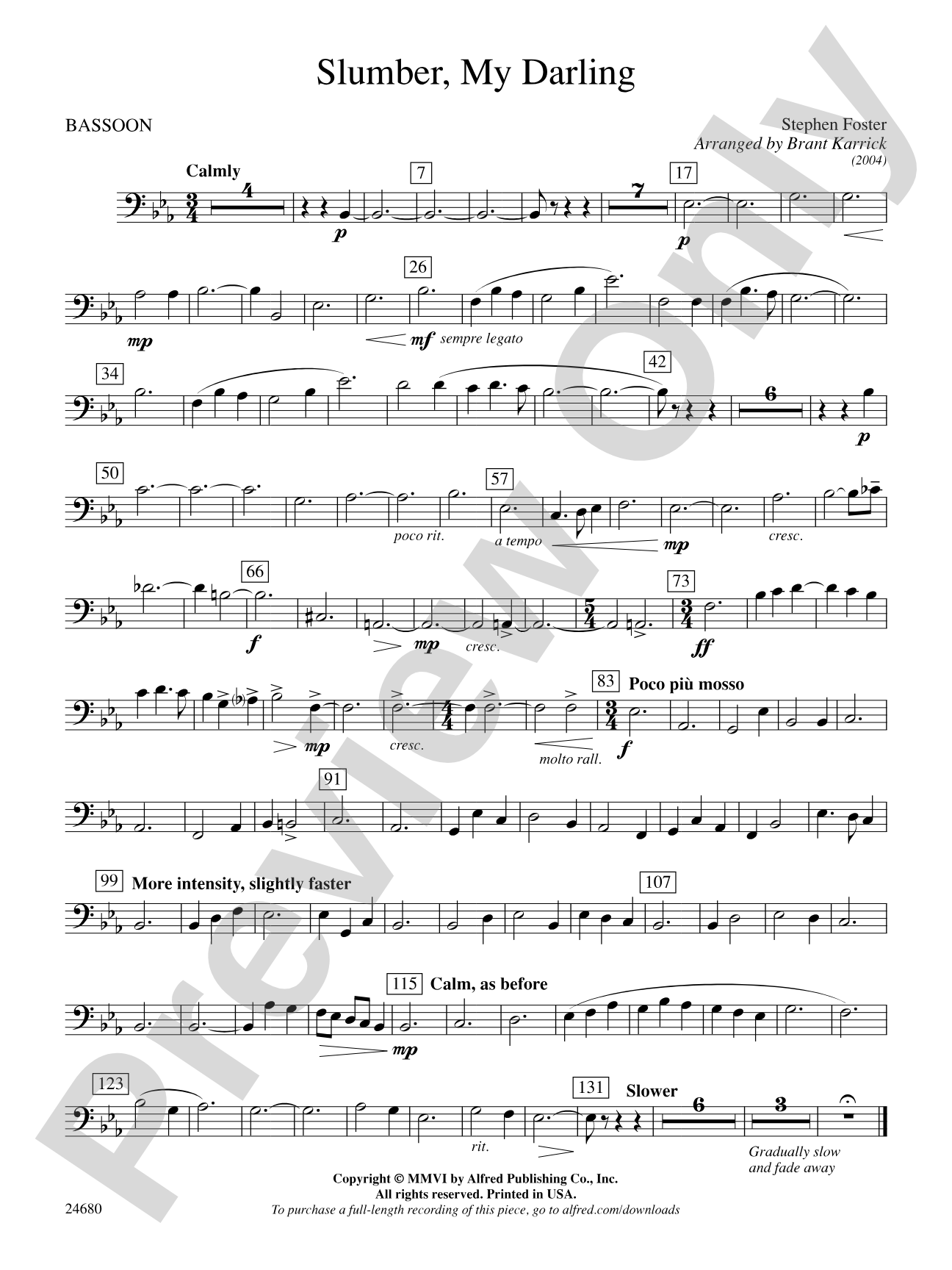 Slumber, My Darling: Bassoon