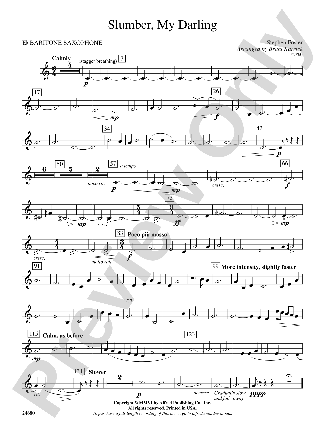 Slumber, My Darling: E-flat Baritone Saxophone