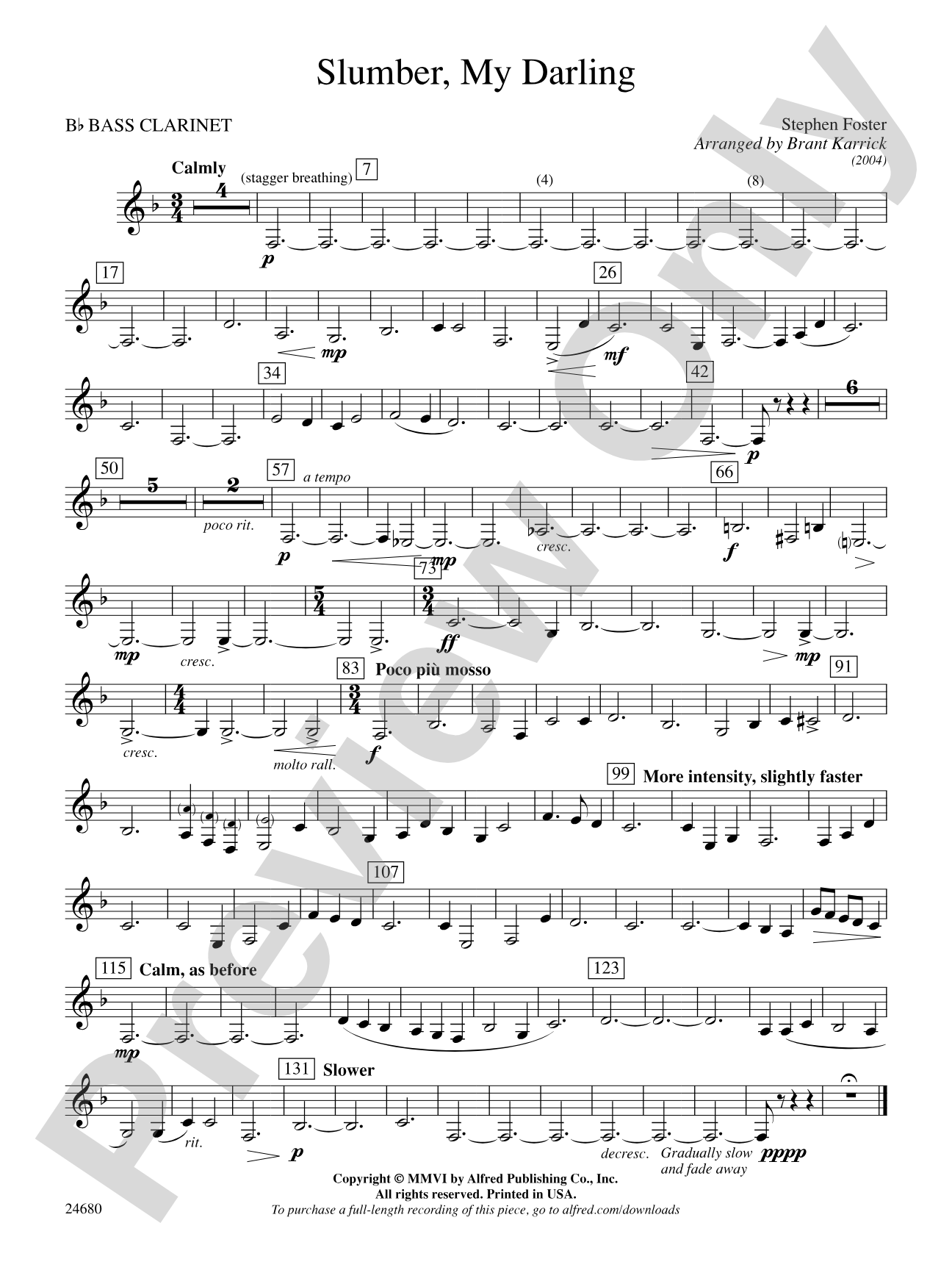 Slumber, My Darling: B-flat Bass Clarinet
