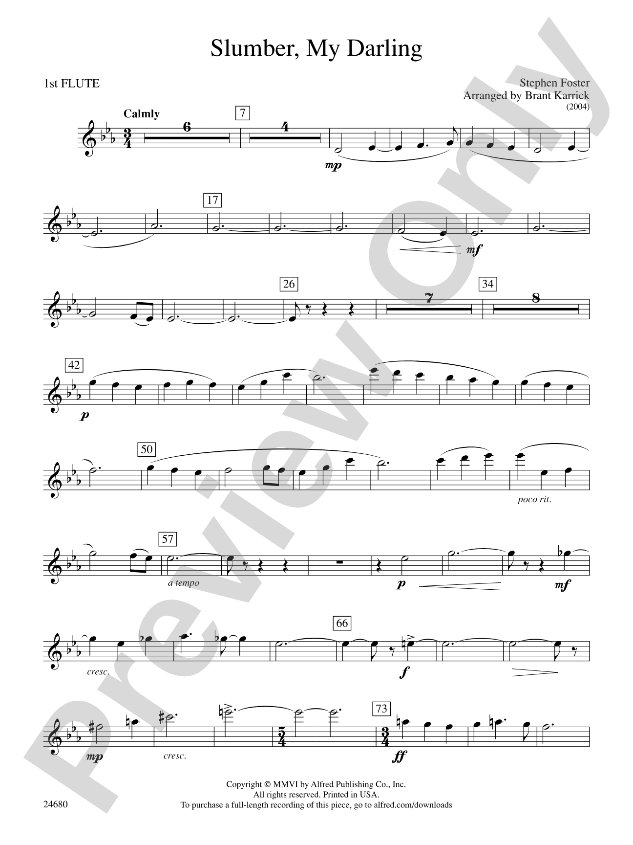 Slumber, My Darling: Flute