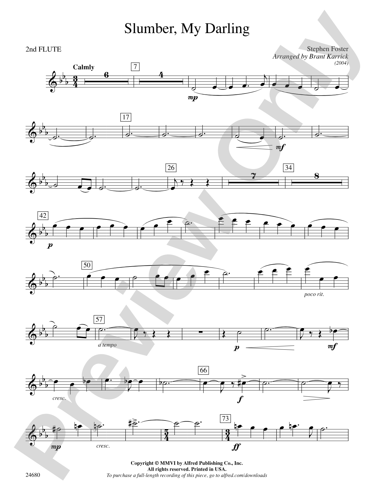 Slumber, My Darling: 2nd Flute