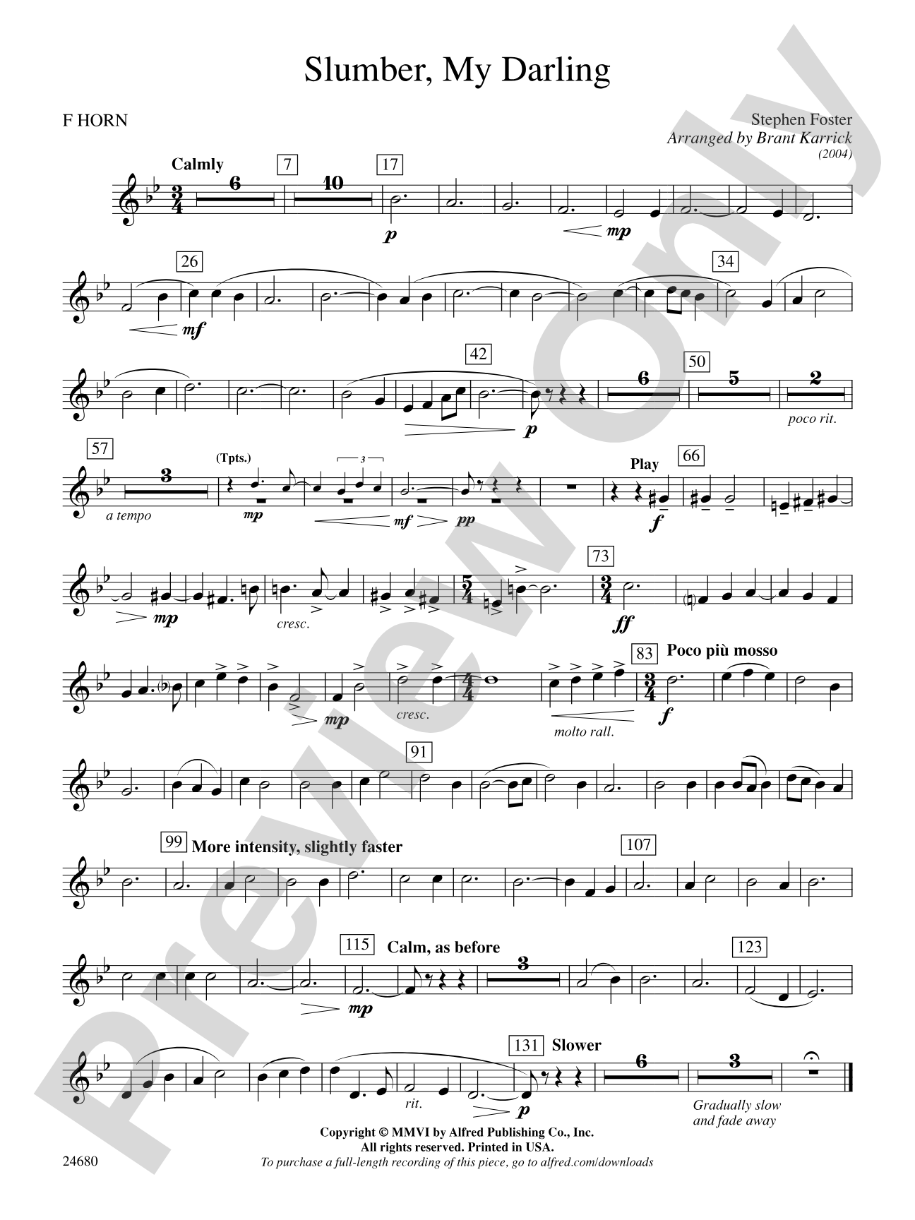 Slumber, My Darling: 1st F Horn