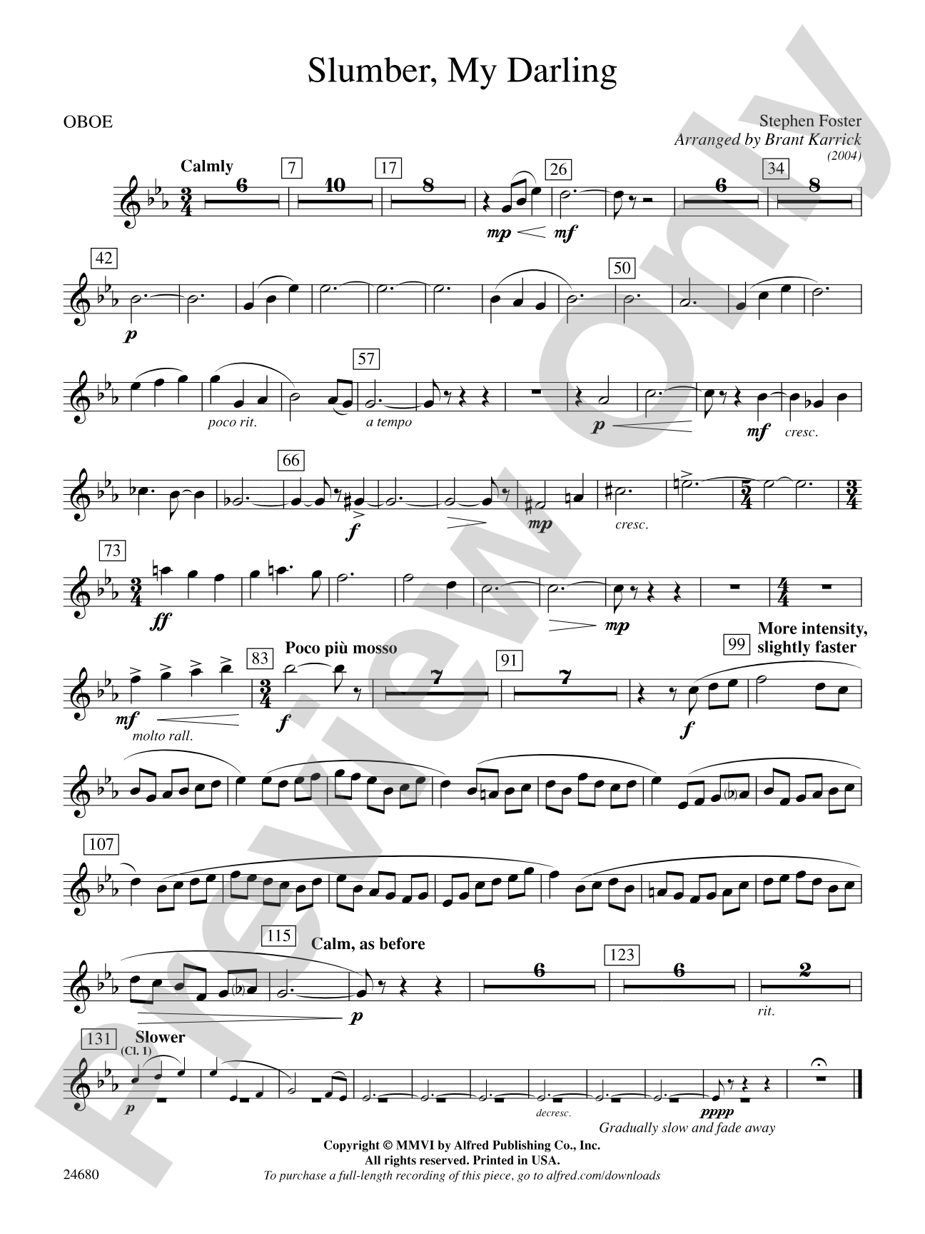 Slumber, My Darling: Oboe