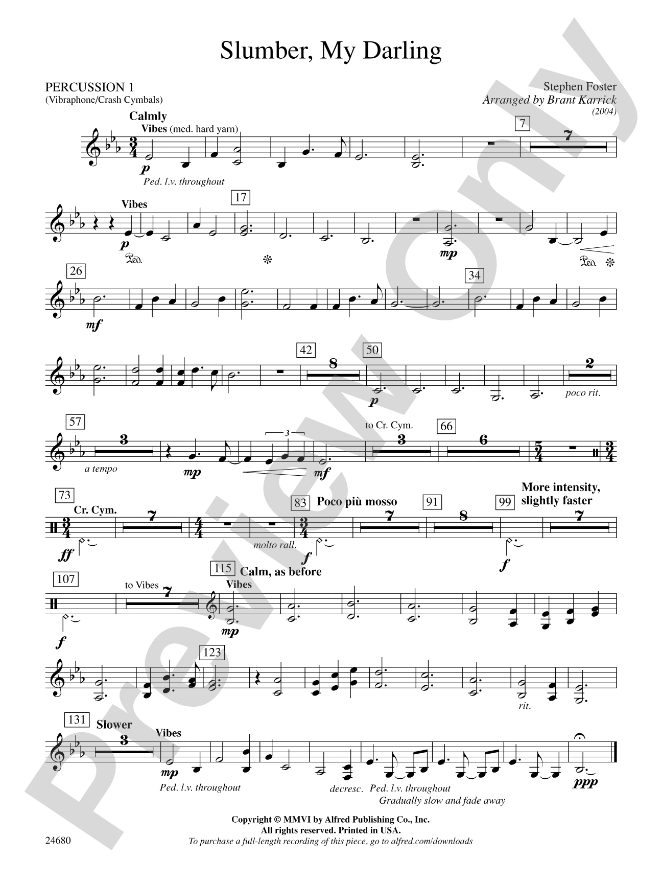 Slumber, My Darling: 1st Percussion