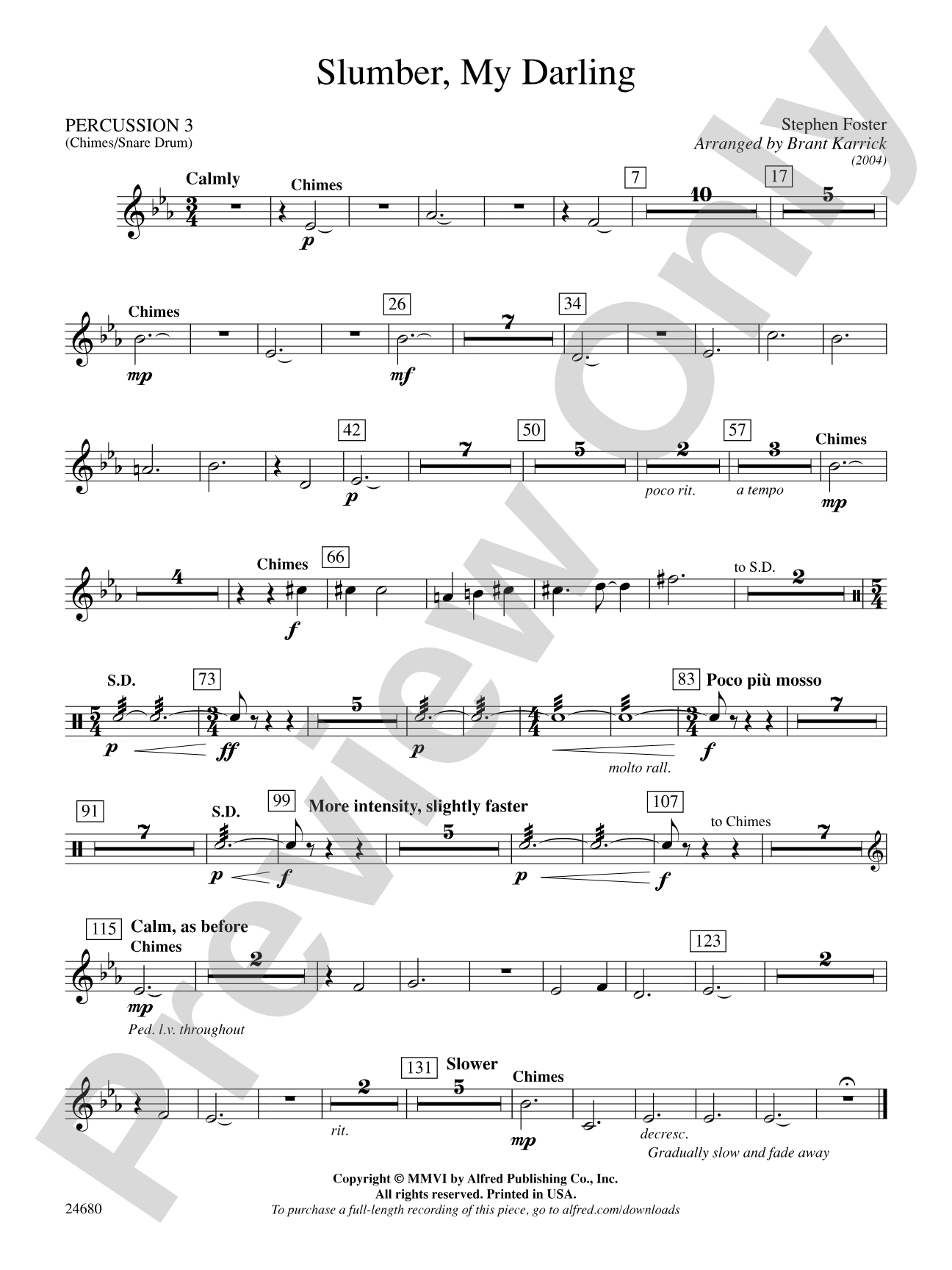 Slumber, My Darling: 3rd Percussion