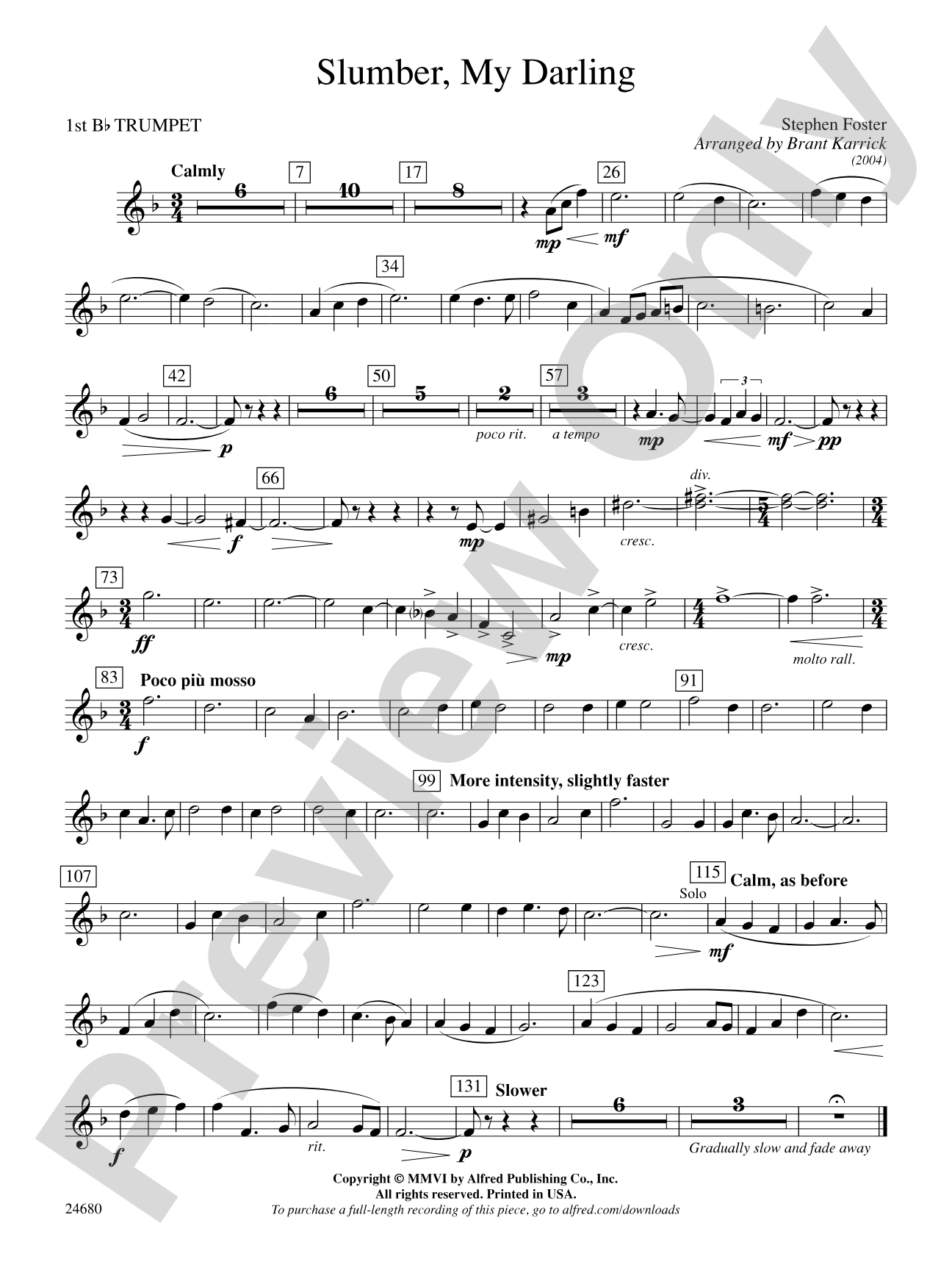 Slumber, My Darling: 1st B-flat Trumpet