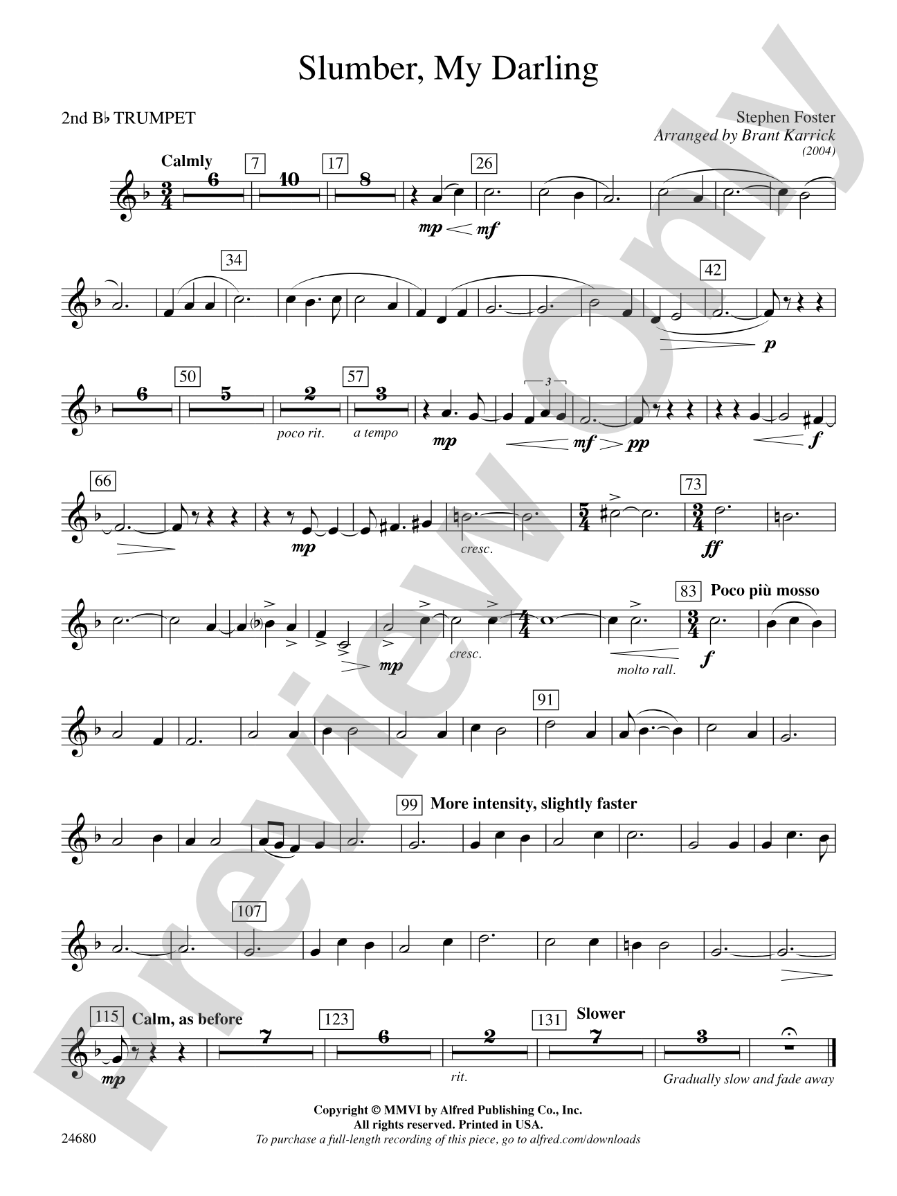 Slumber, My Darling: 2nd B-flat Trumpet