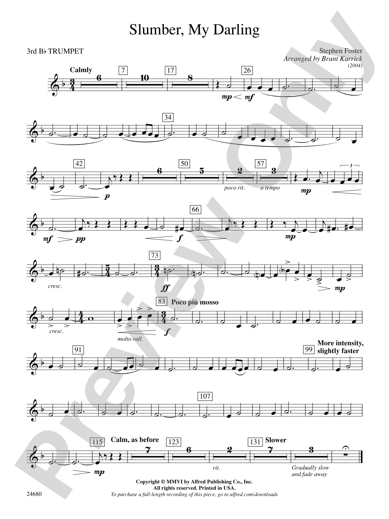 Slumber, My Darling: 3rd B-flat Trumpet