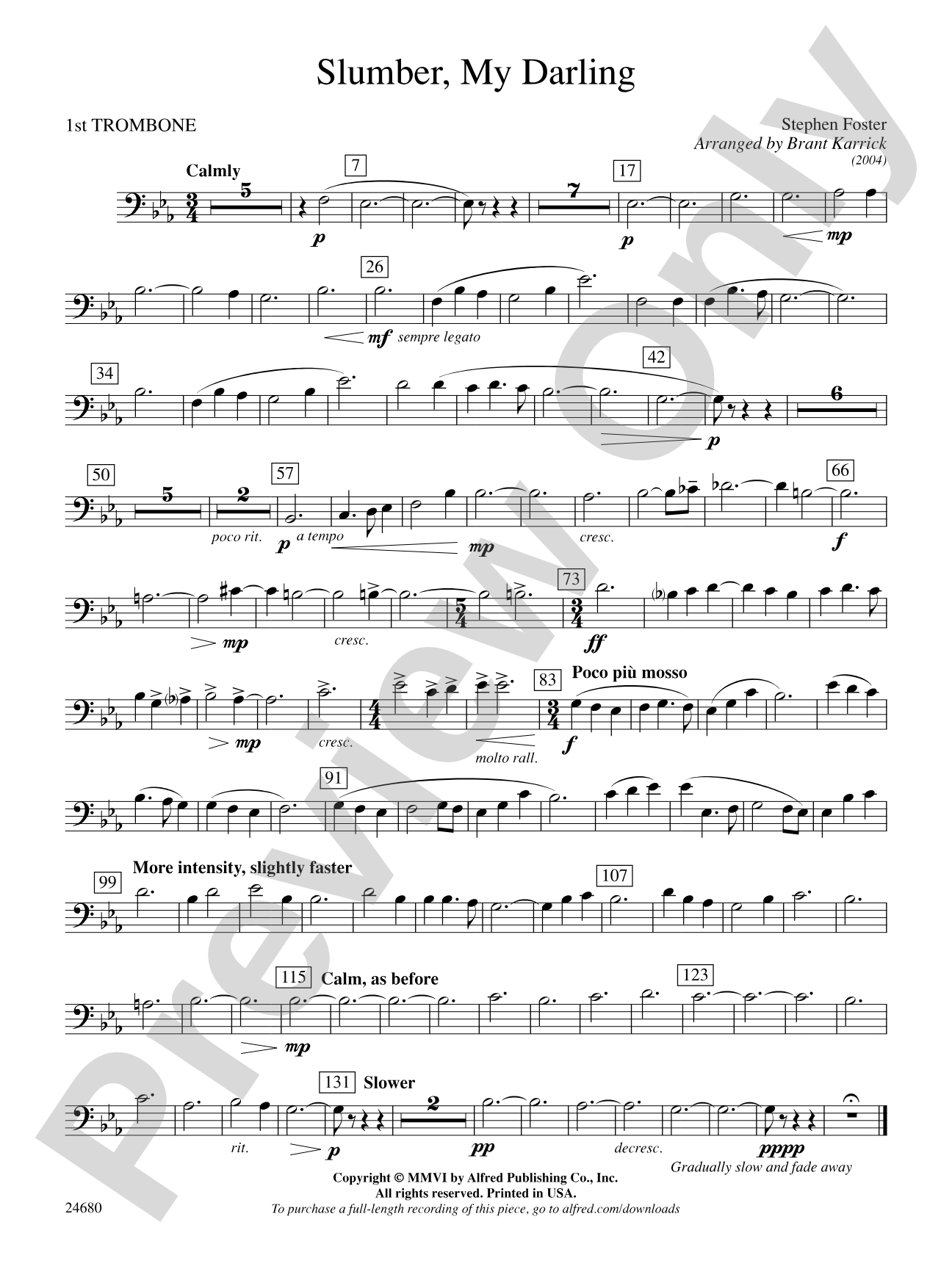 Slumber, My Darling: 1st Trombone