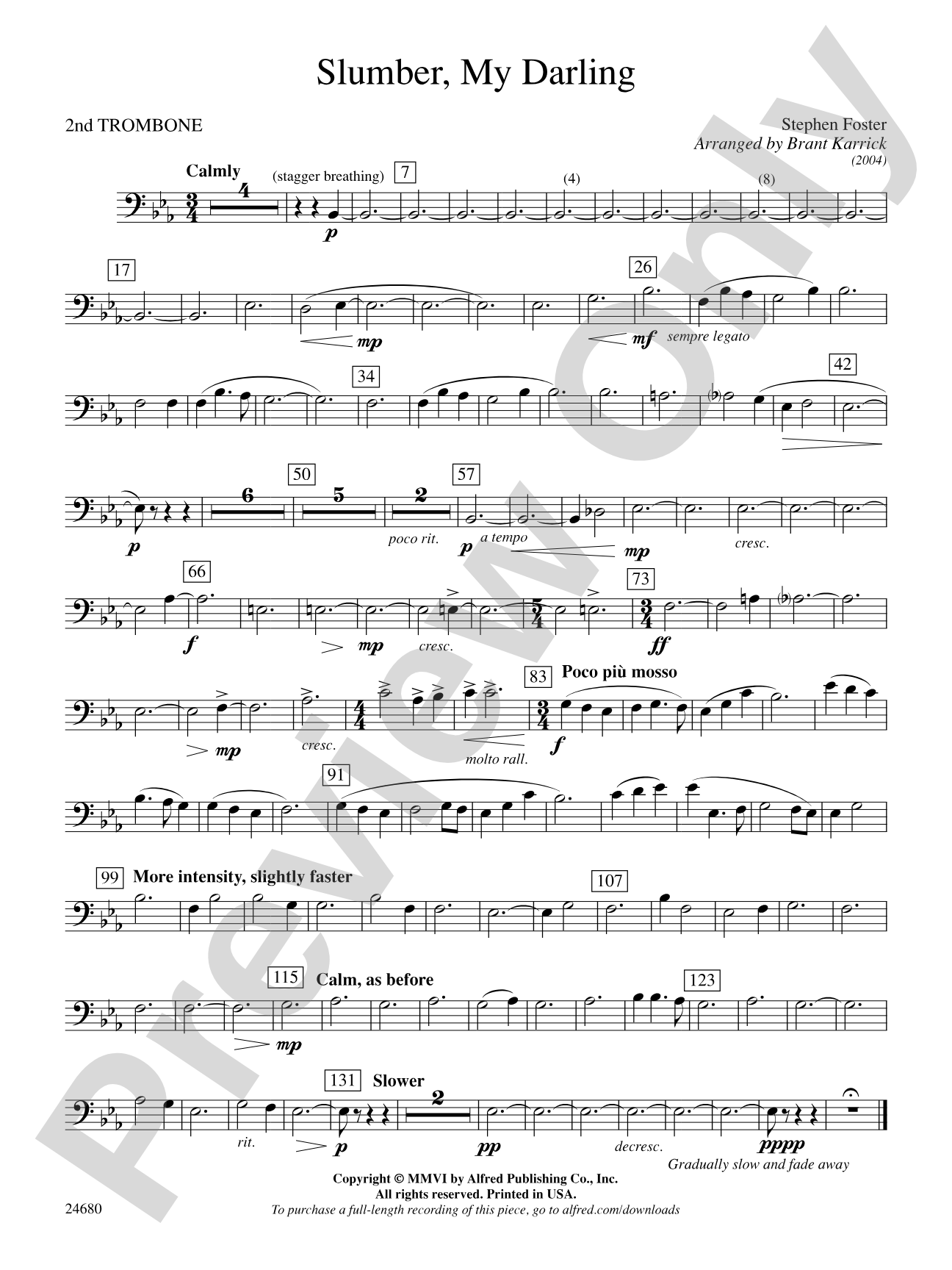 Slumber, My Darling: 2nd Trombone