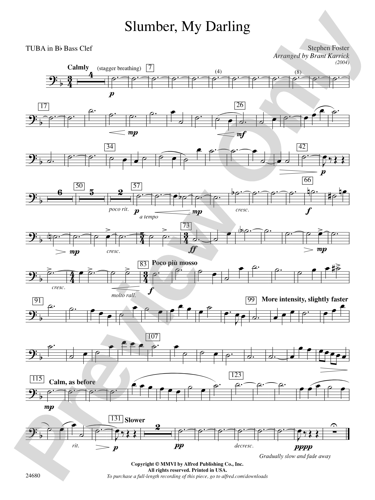 Slumber, My Darling: (wp) B-flat Tuba B.C.