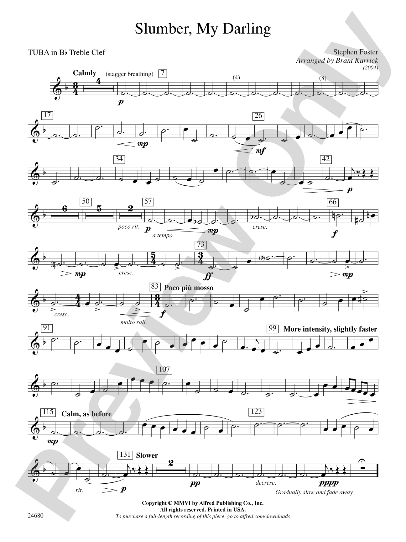 Slumber, My Darling: (wp) B-flat Tuba T.C.