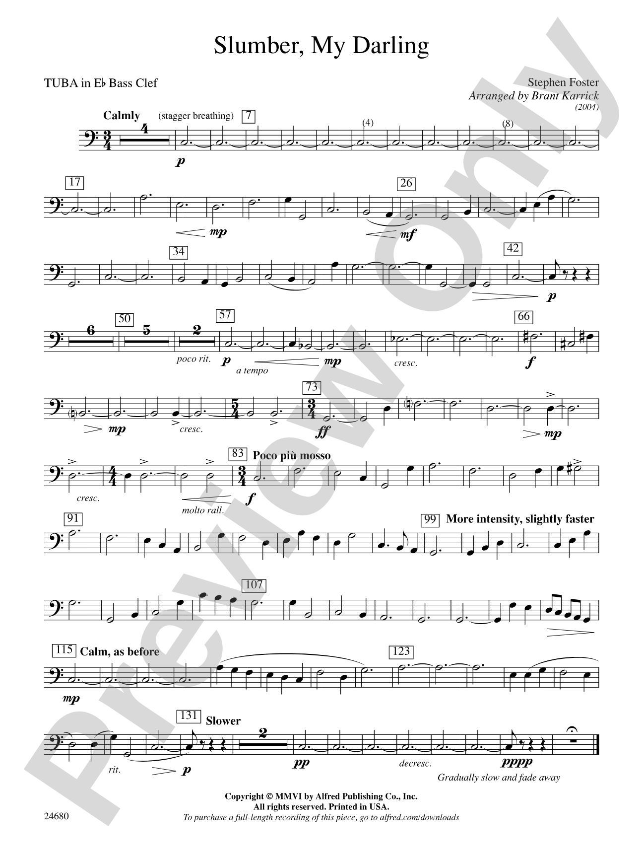 Slumber, My Darling: (wp) E-flat Tuba B.C.