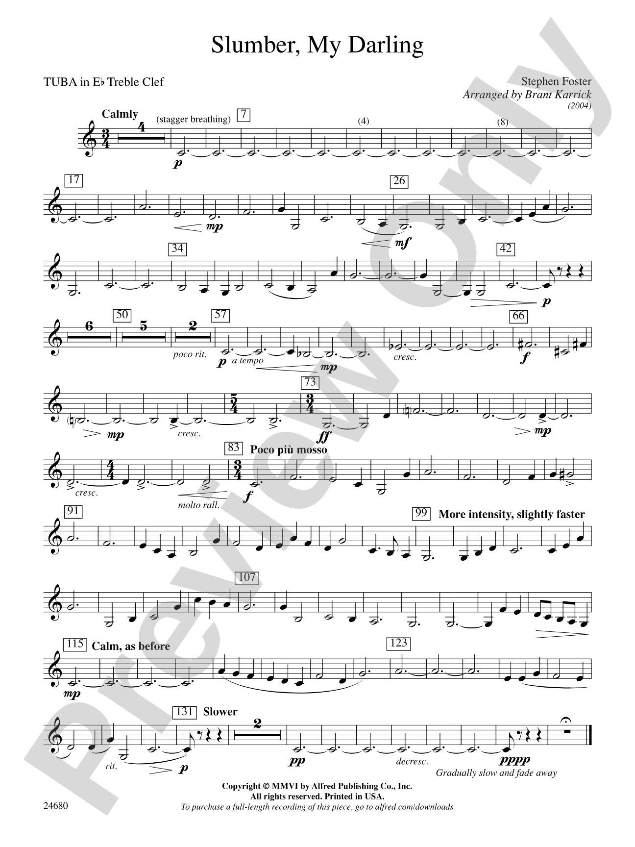 Slumber, My Darling: (wp) E-flat Tuba T.C.