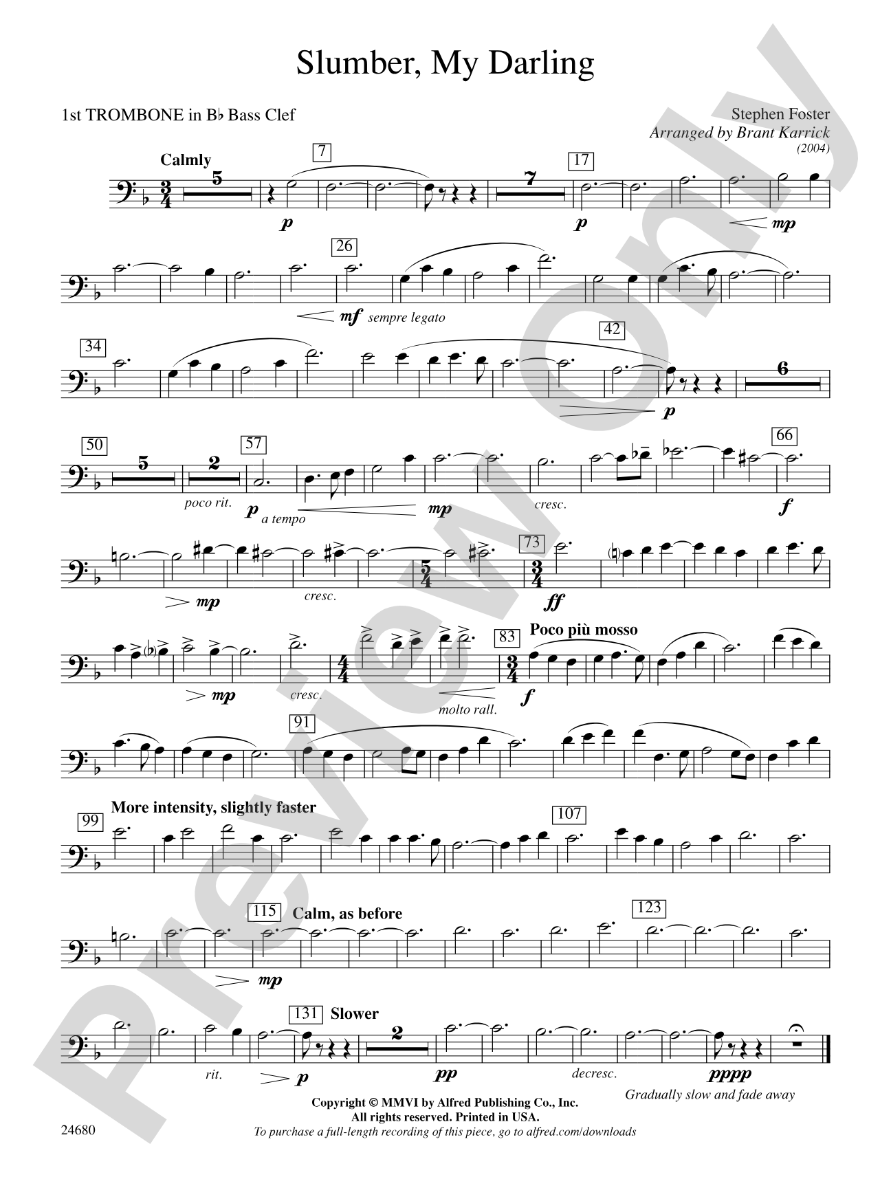 Slumber, My Darling: (wp) 1st B-flat Trombone B.C.