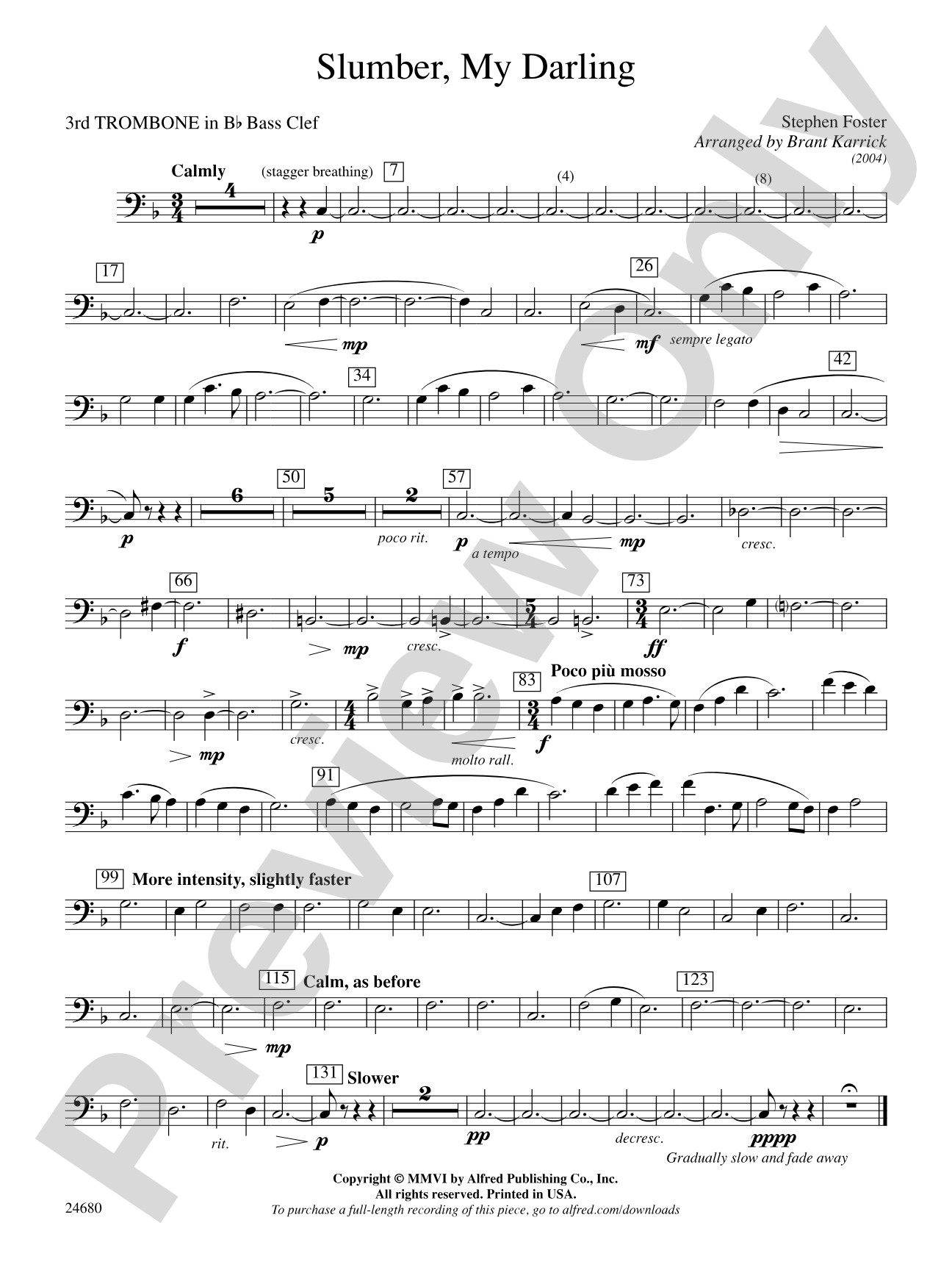 Slumber, My Darling: (wp) 3rd B-flat Trombone B.C.