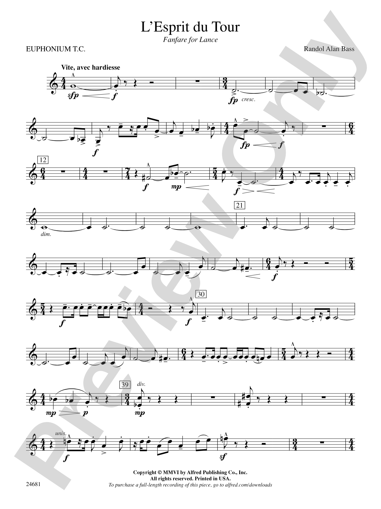 L'Esprit du Tour: A Fanfare for Lance: Baritone T.C.