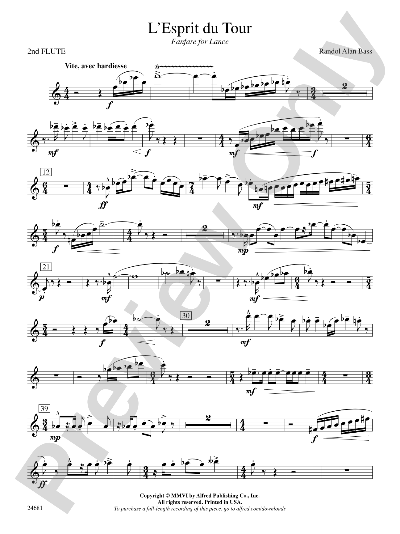 L'Esprit du Tour: A Fanfare for Lance: 2nd Flute