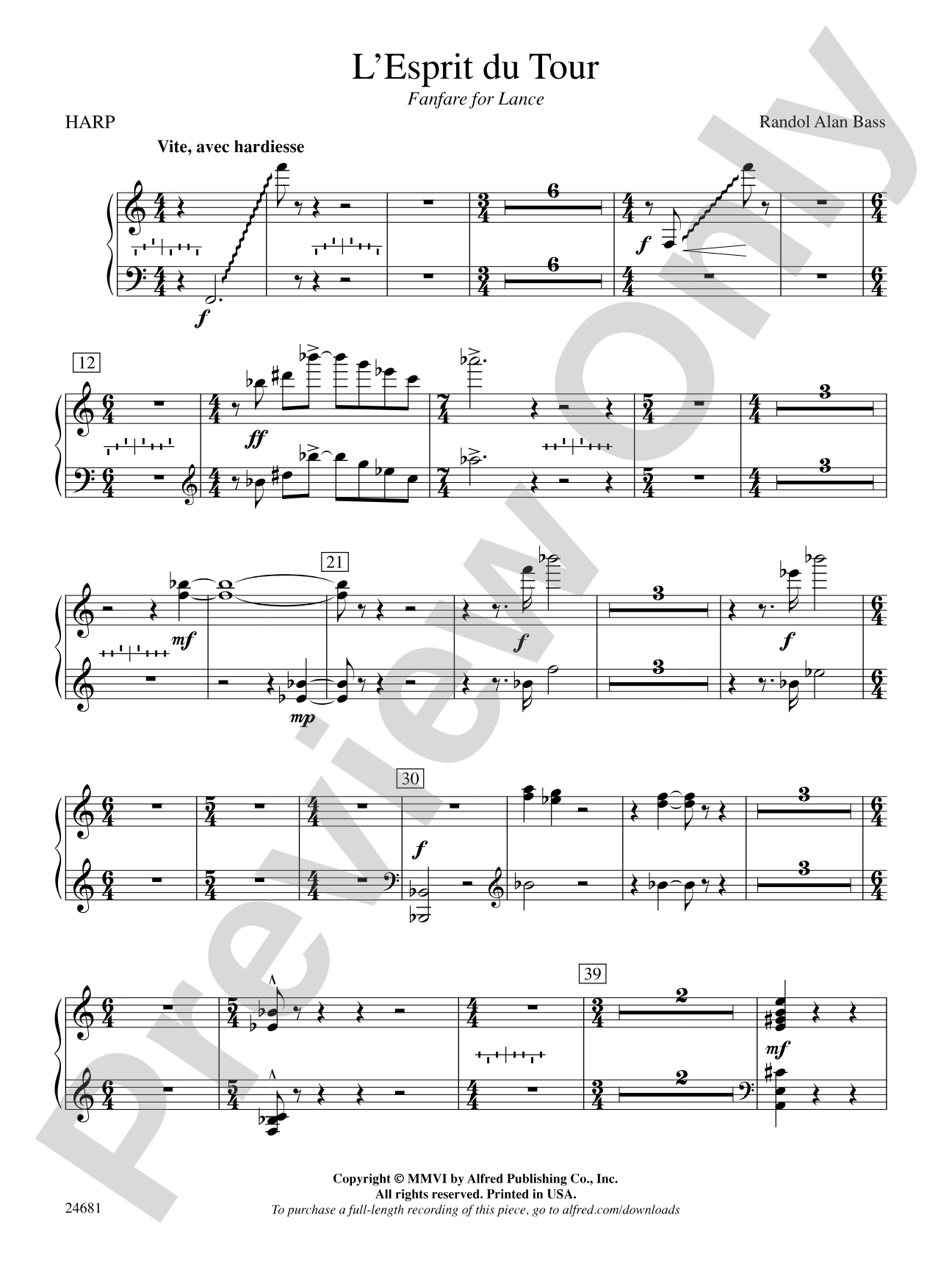 L'Esprit du Tour: A Fanfare for Lance: Harp