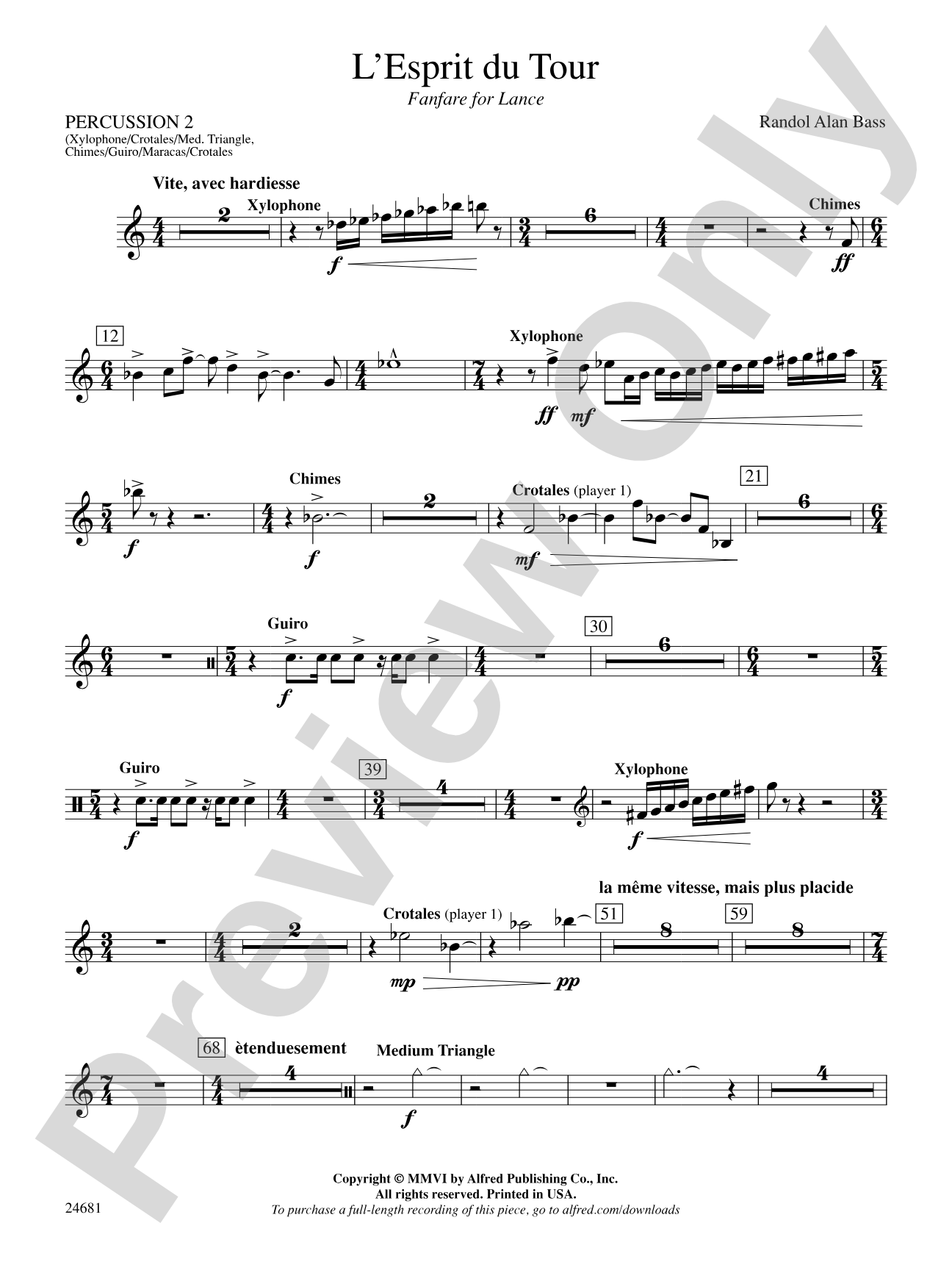 L'Esprit du Tour: A Fanfare for Lance: 2nd Percussion