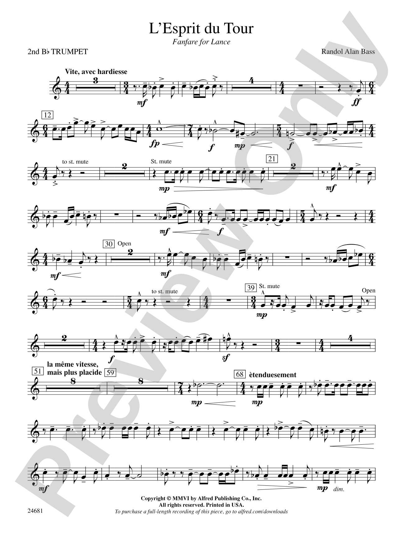 L'Esprit du Tour: A Fanfare for Lance: 2nd B-flat Trumpet