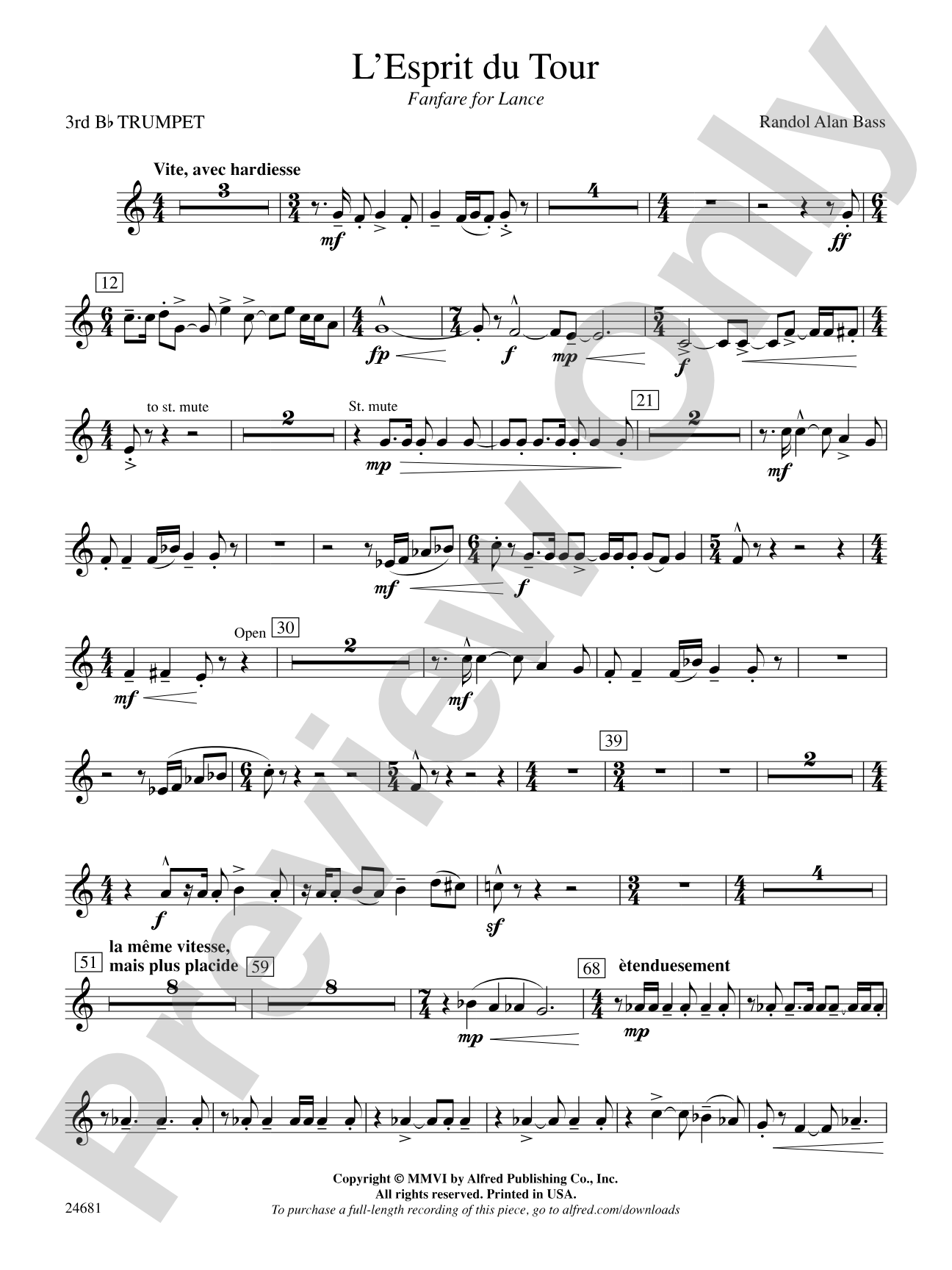 L'Esprit du Tour: A Fanfare for Lance: 3rd B-flat Trumpet