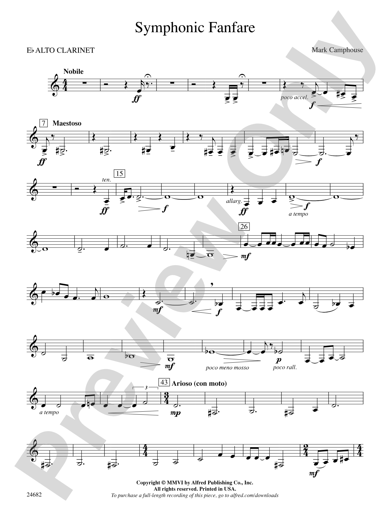 Symphonic Fanfare: E-flat Alto Clarinet