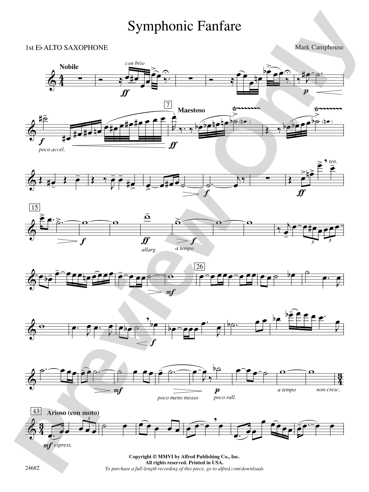 Symphonic Fanfare: E-flat Alto Saxophone