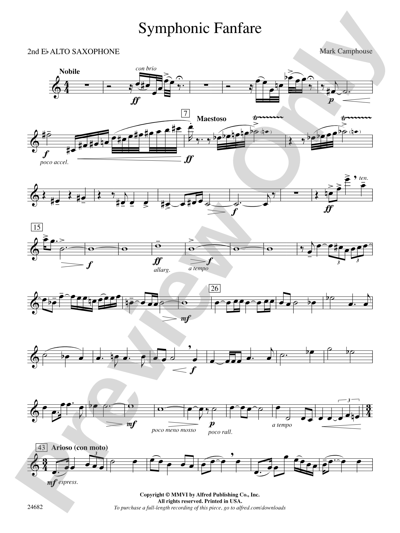 Symphonic Fanfare: 2nd E-flat Alto Saxophone