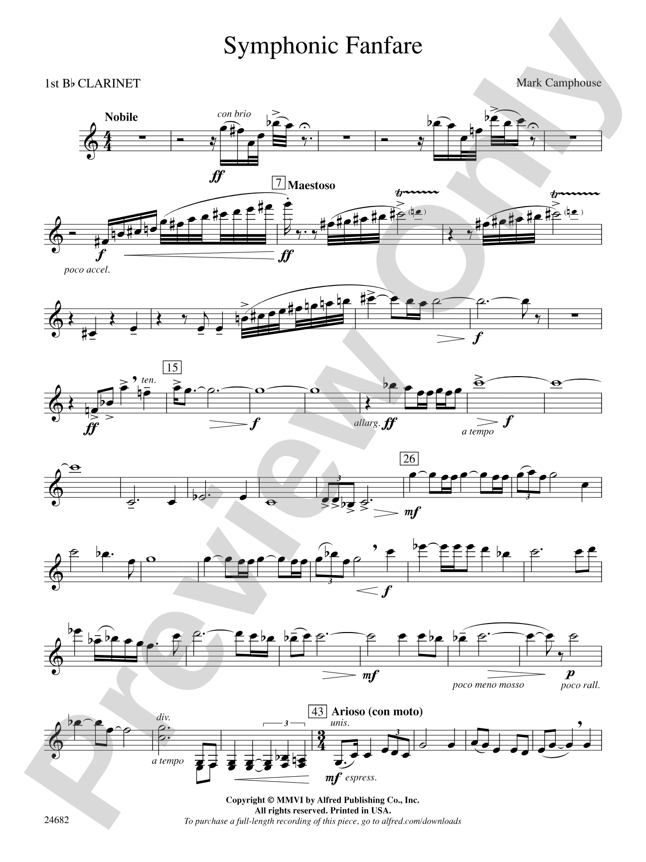 Symphonic Fanfare: 1st B-flat Clarinet