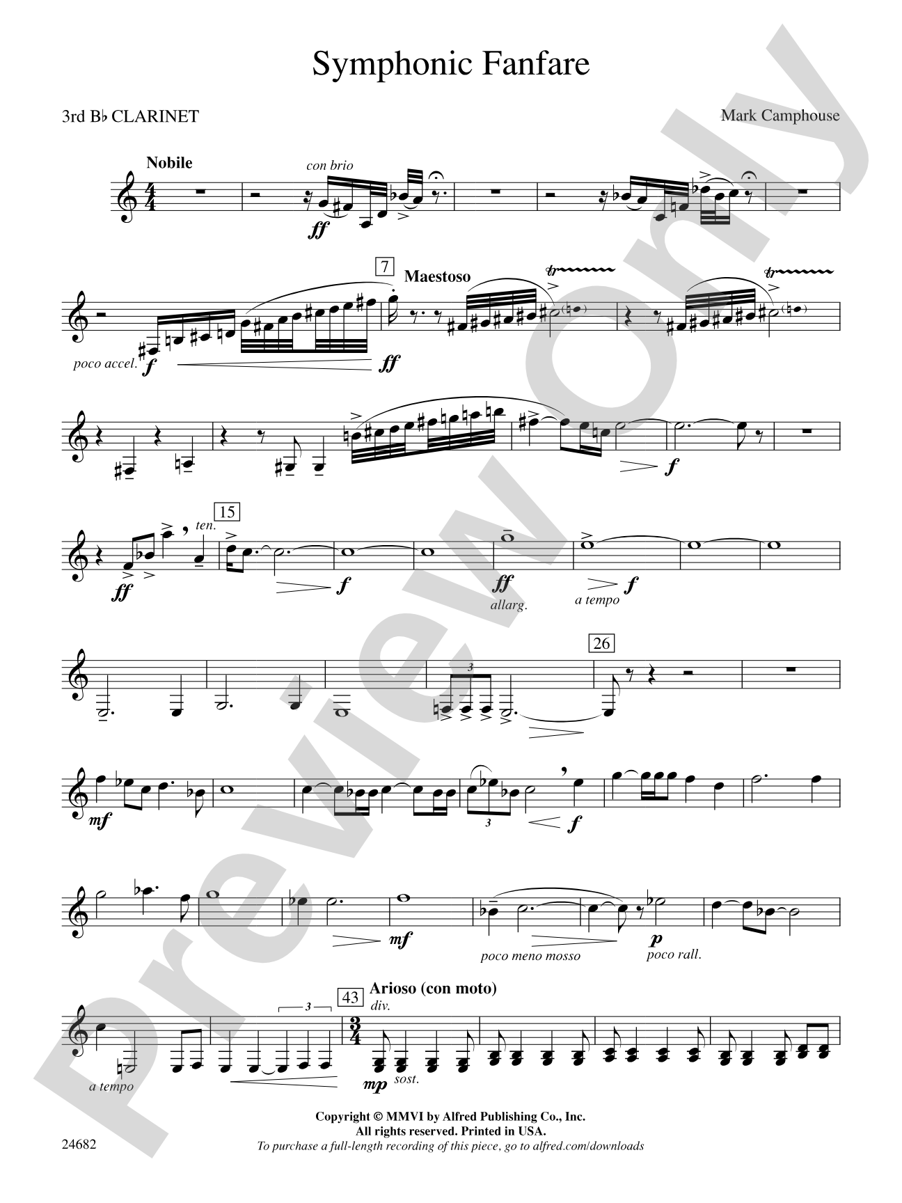 Symphonic Fanfare: 3rd B-flat Clarinet