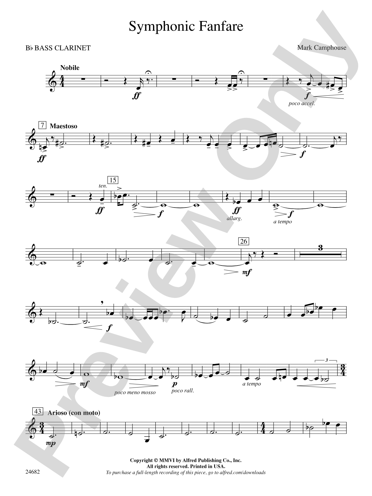 Symphonic Fanfare: B-flat Bass Clarinet