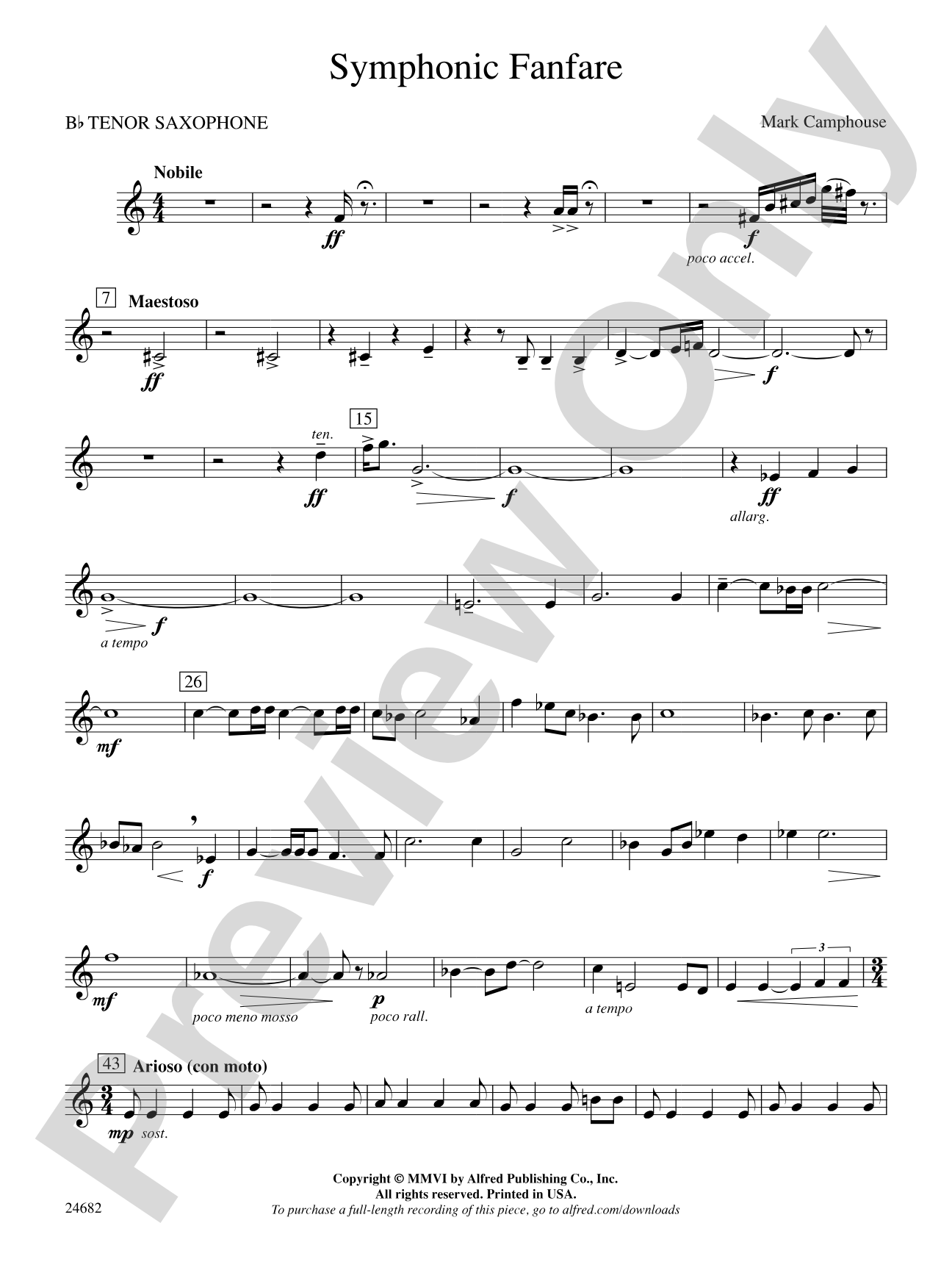 Symphonic Fanfare: B-flat Tenor Saxophone