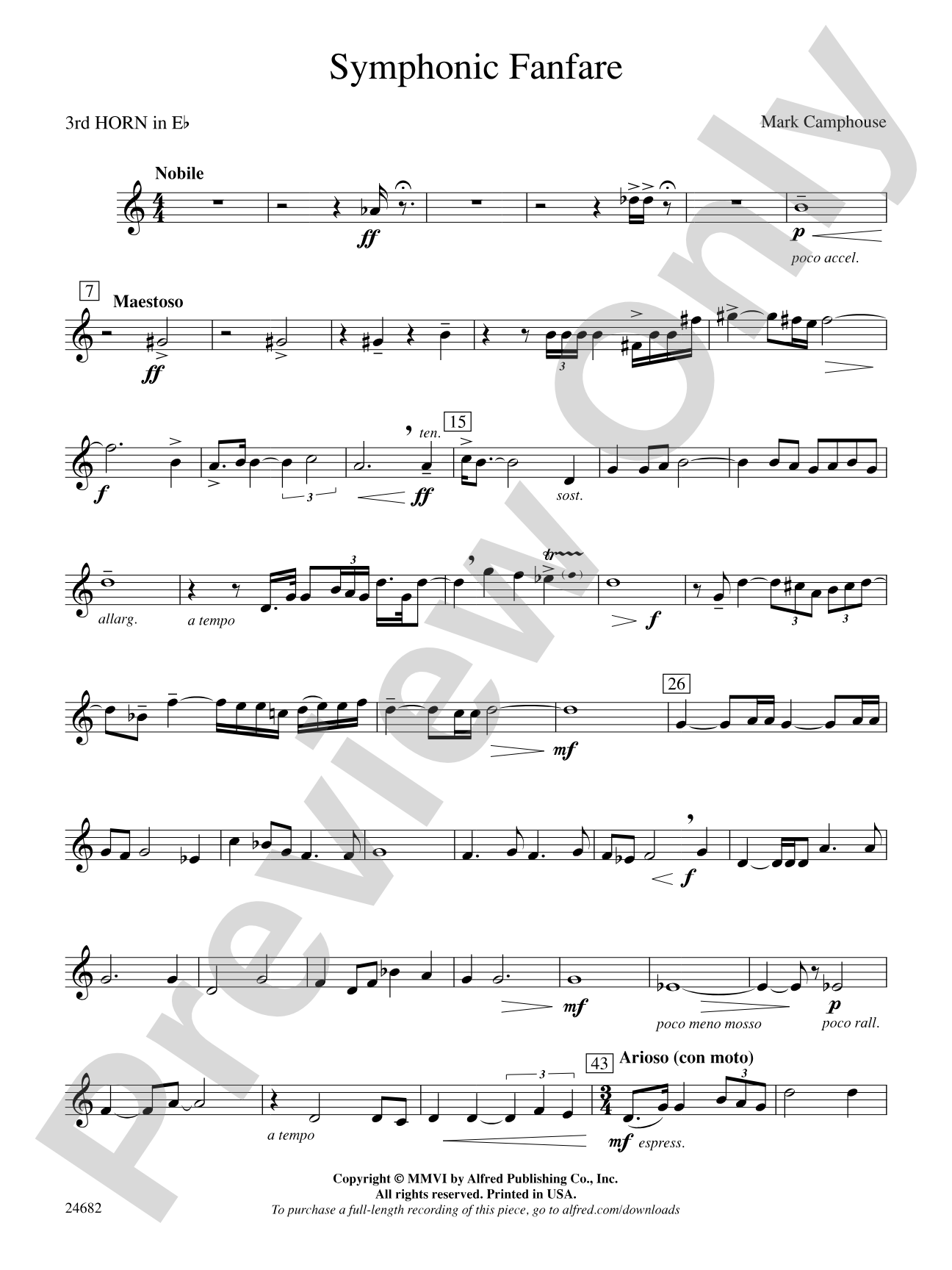 Symphonic Fanfare: (wp) 3rd Horn in E-flat