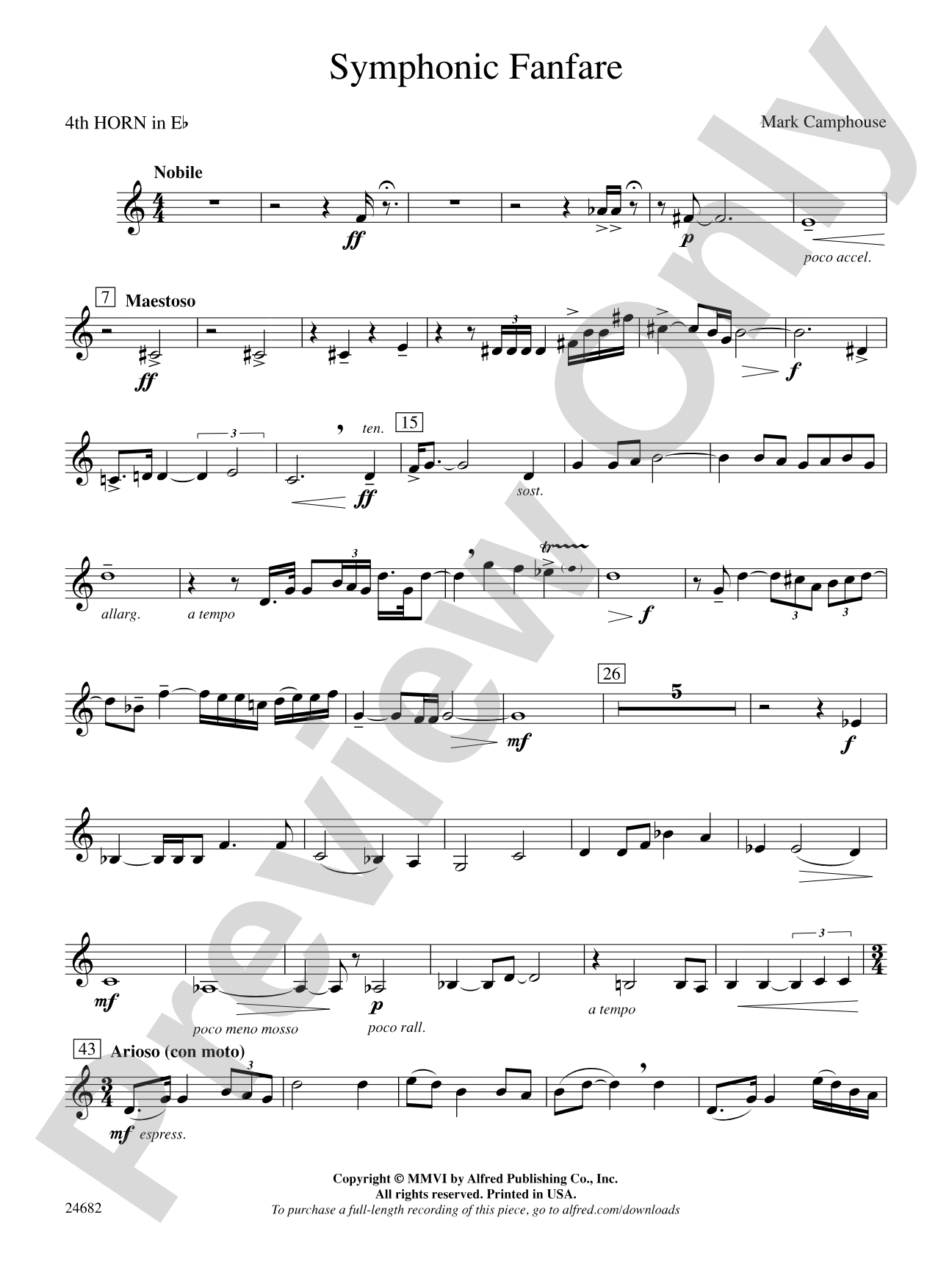 Symphonic Fanfare: (wp) 4th Horn in E-flat
