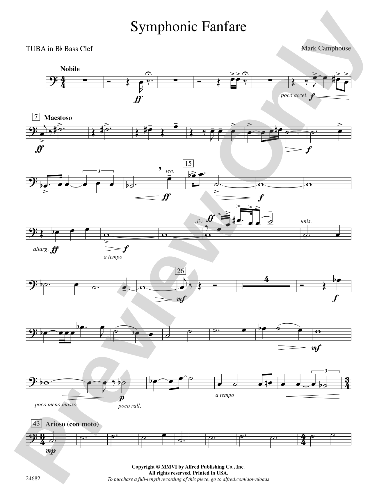 Symphonic Fanfare: (wp) B-flat Tuba B.C.